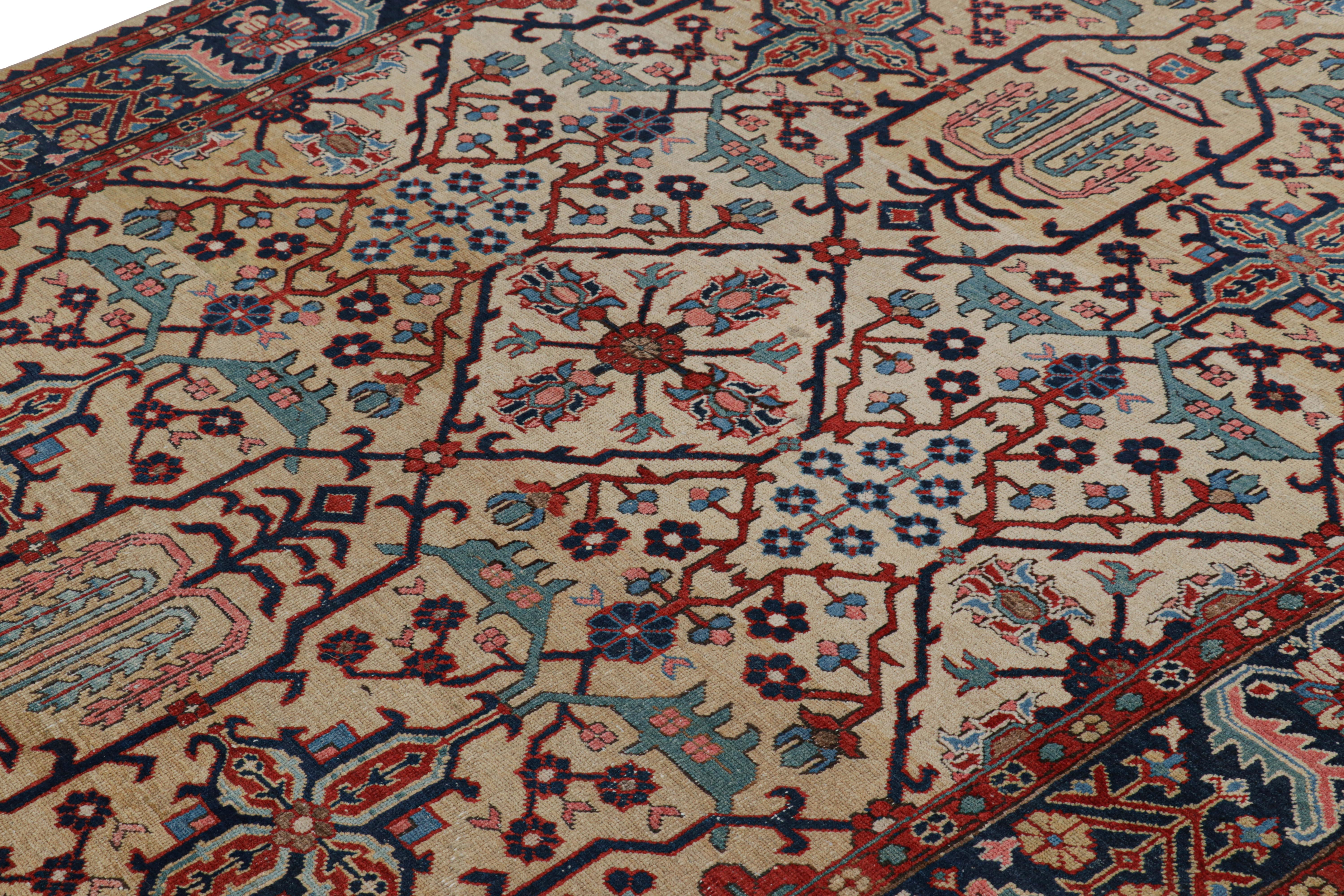 Dieser 6x10 große antike persische Heriz-Teppich aus Wolle, der um 1900-1910 in Persien handgeknüpft wurde, ist ein elegantes Werk aus einer der berühmtesten Provenienzen der iranischen Weberei. 

Über das Design: 

Bewunderer des Kunsthandwerks