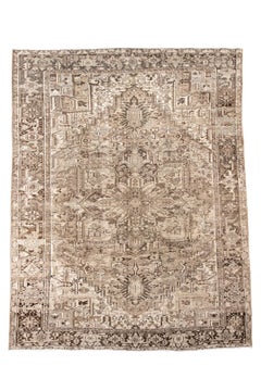 Antique Persian Heriz Rug in Rare Neutral Palette