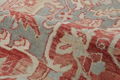 Antique Persian Heriz Rug in Red and Teal Floral Design - Rug & Kilim