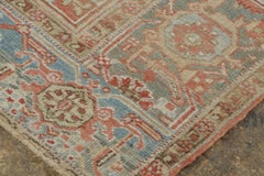 Antique Persian Heriz Rug in Red with Medallion and Dense Florals - Rug & Kilim