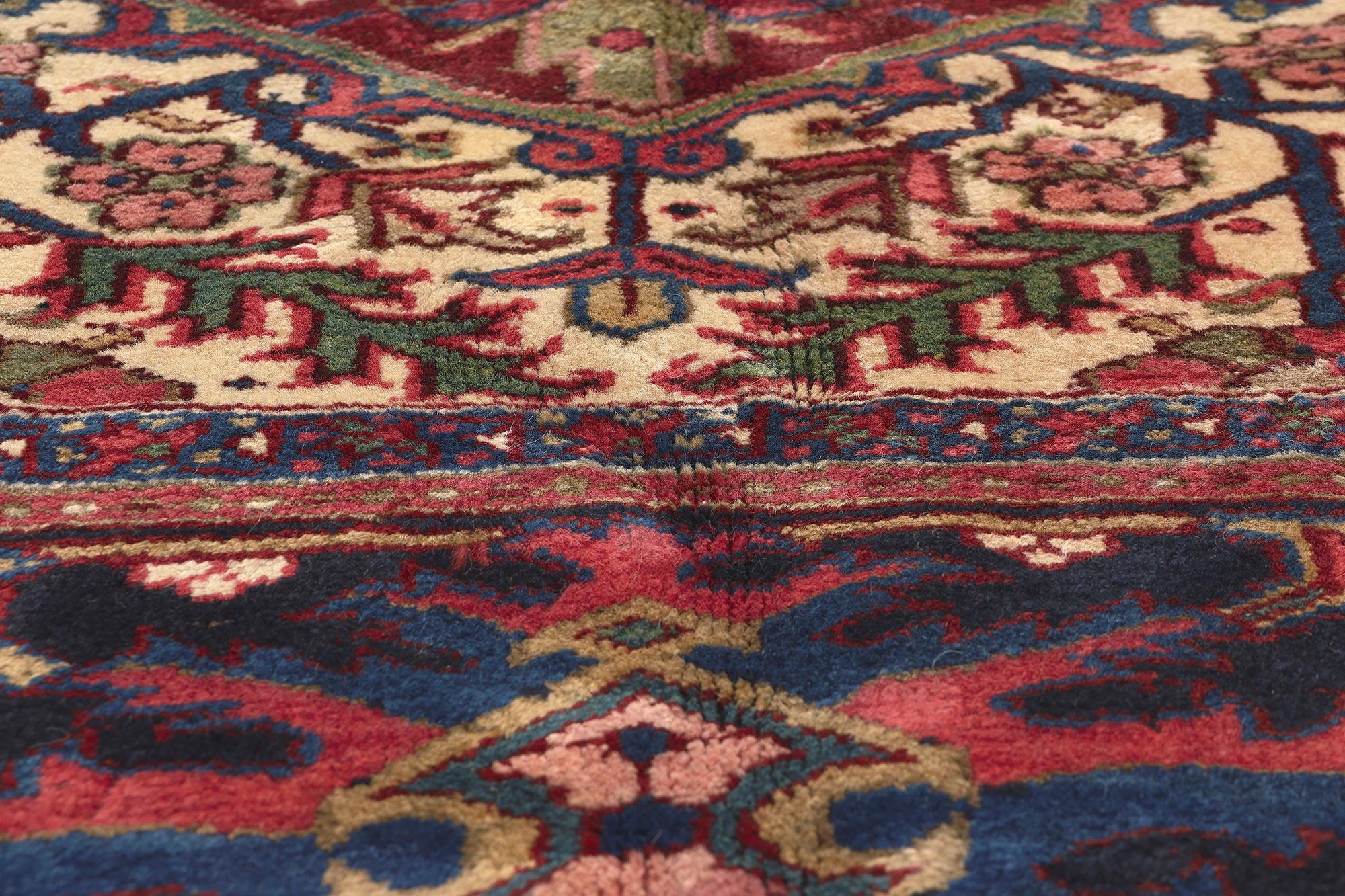 Antique Persian Heriz Rug, Ivy League Prep Meets Old World Charm In Good Condition For Sale In Dallas, TX