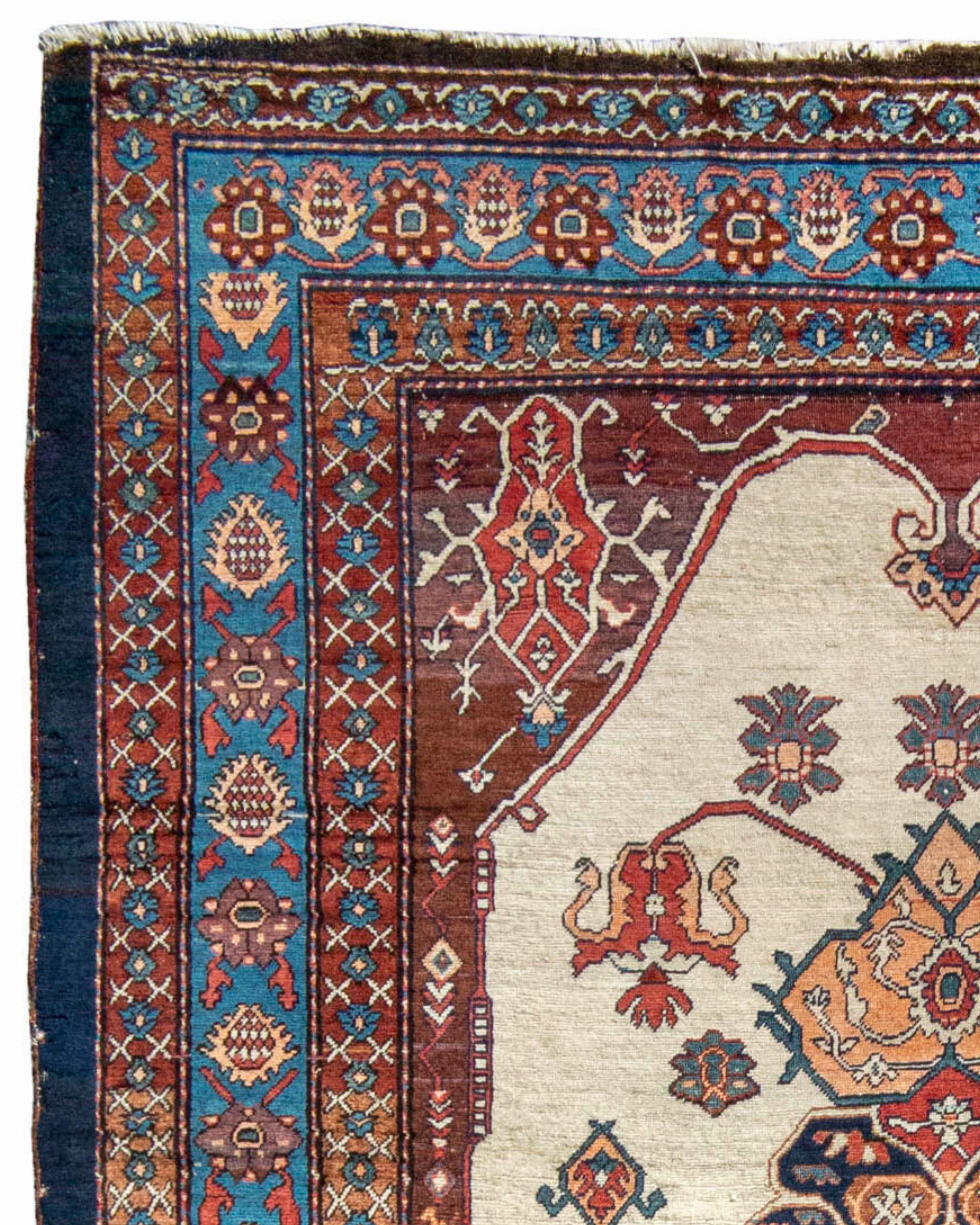 Hand-Woven Antique Persian Heriz Rug, Late 19th Century For Sale