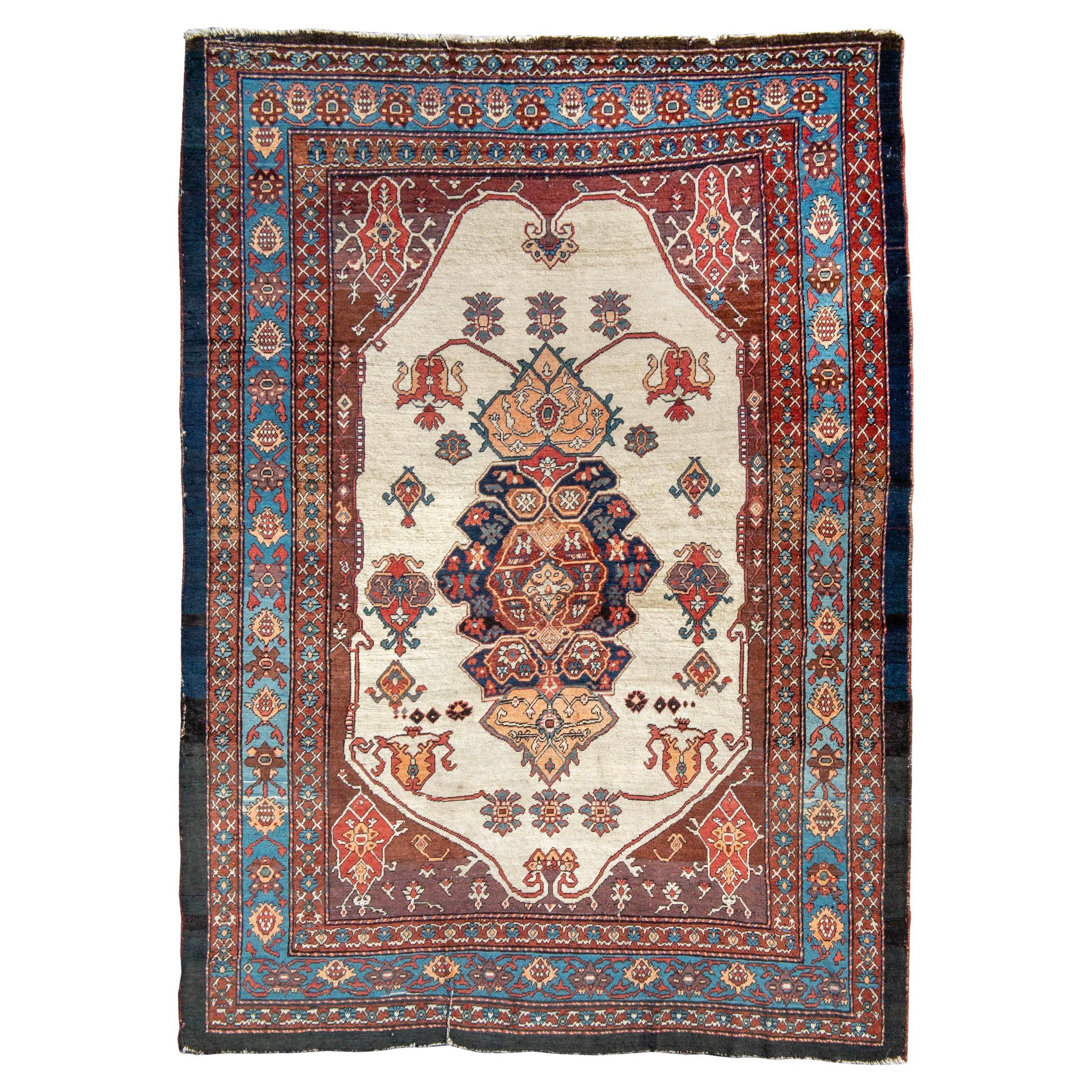 Antique Persian Heriz Rug, Late 19th Century For Sale