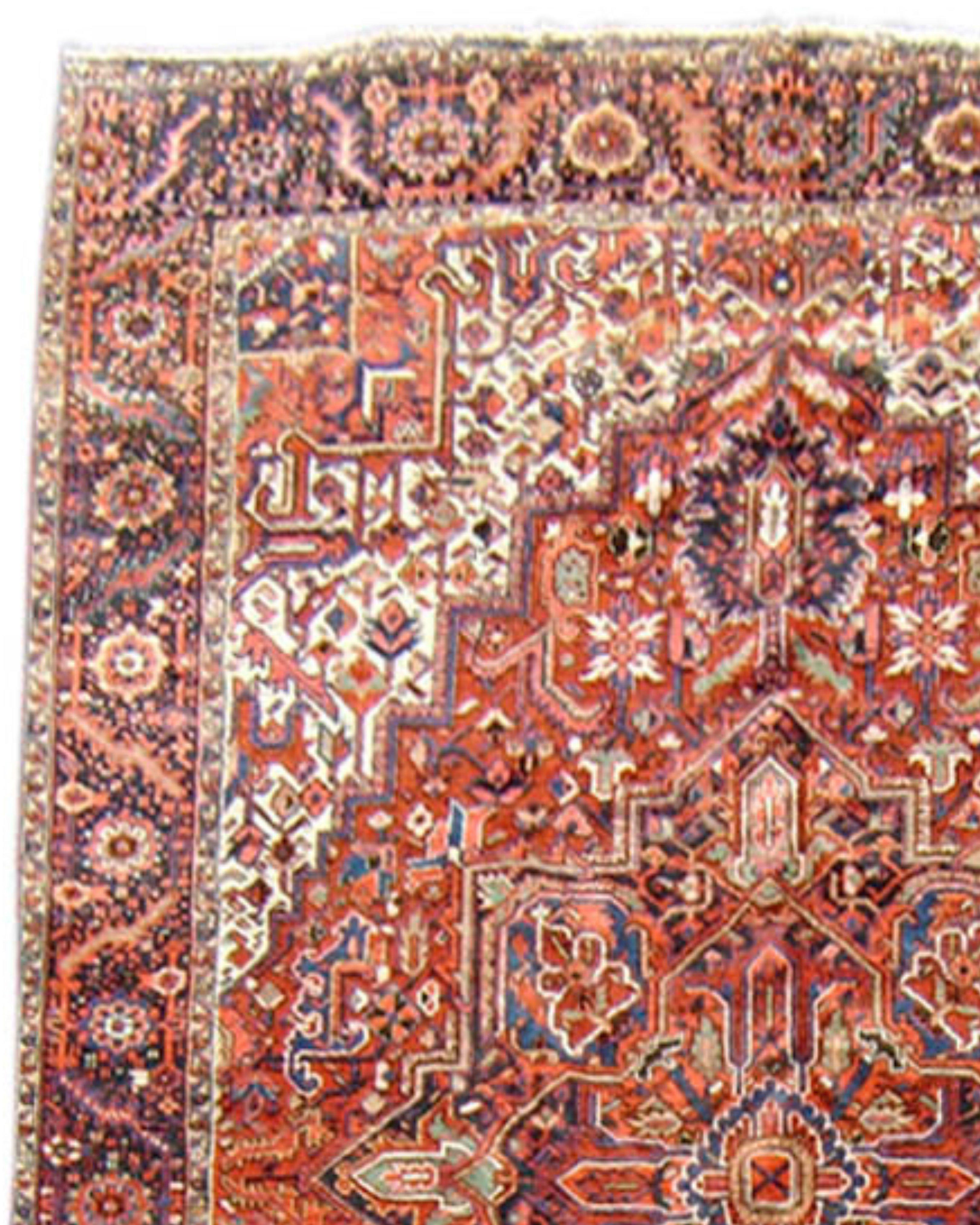 Hand-Knotted Antique Persian Heriz Rug, Mid-20th Century For Sale