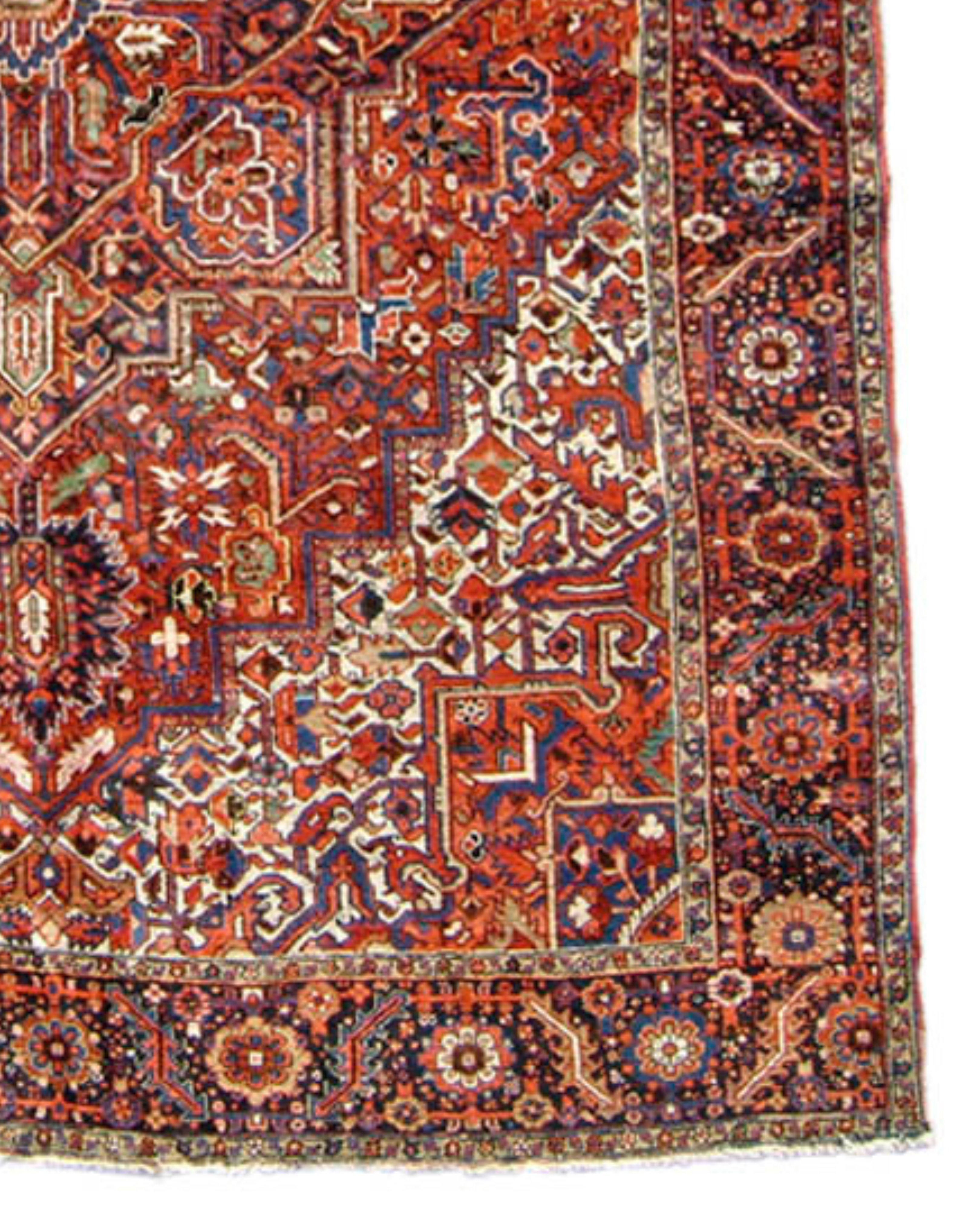 Wool Antique Persian Heriz Rug, Mid-20th Century For Sale