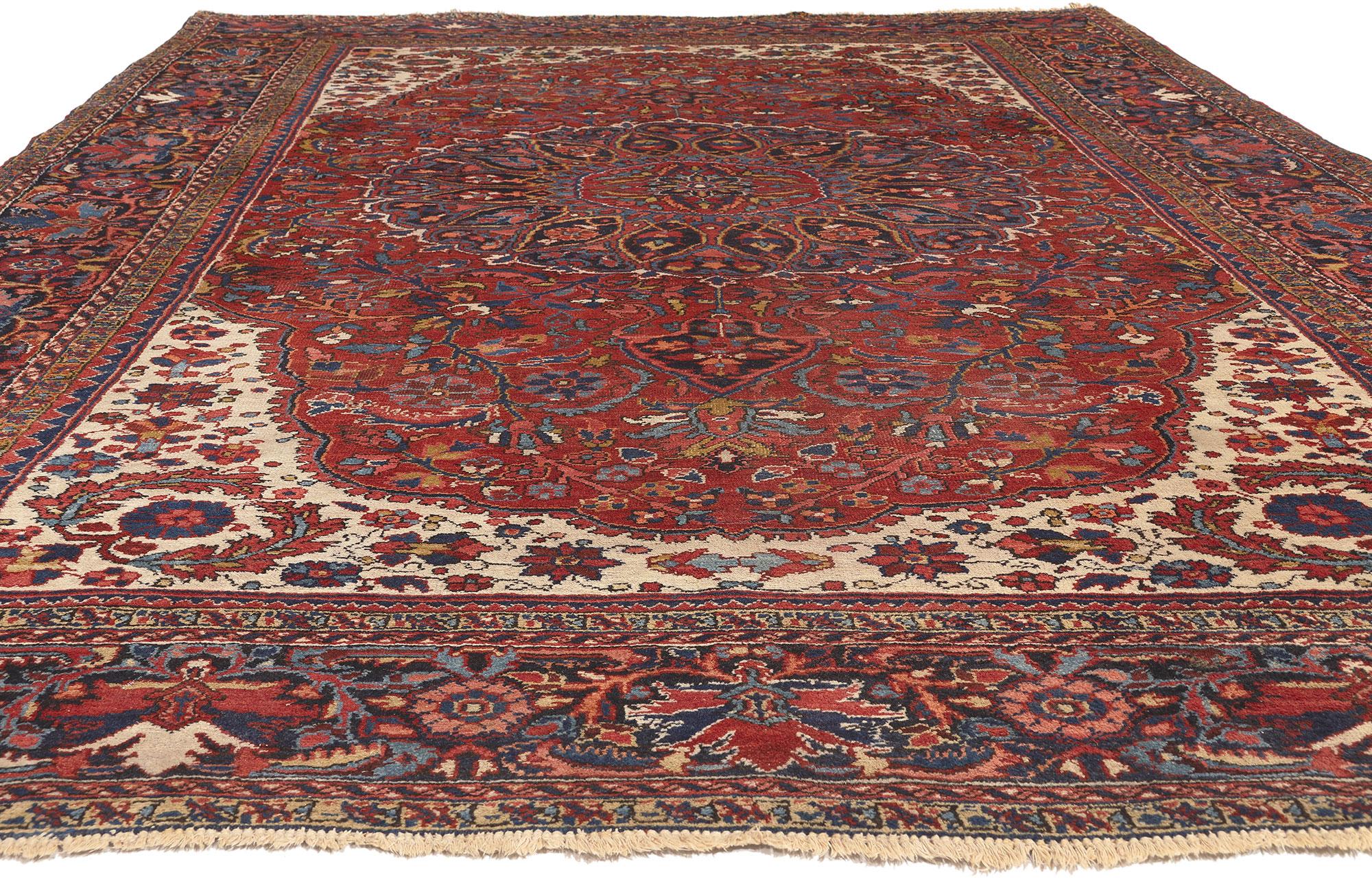 Heriz Serapi Antique Persian Heriz Rug, Patriotic Finesse Meets Traditional Sensibility For Sale