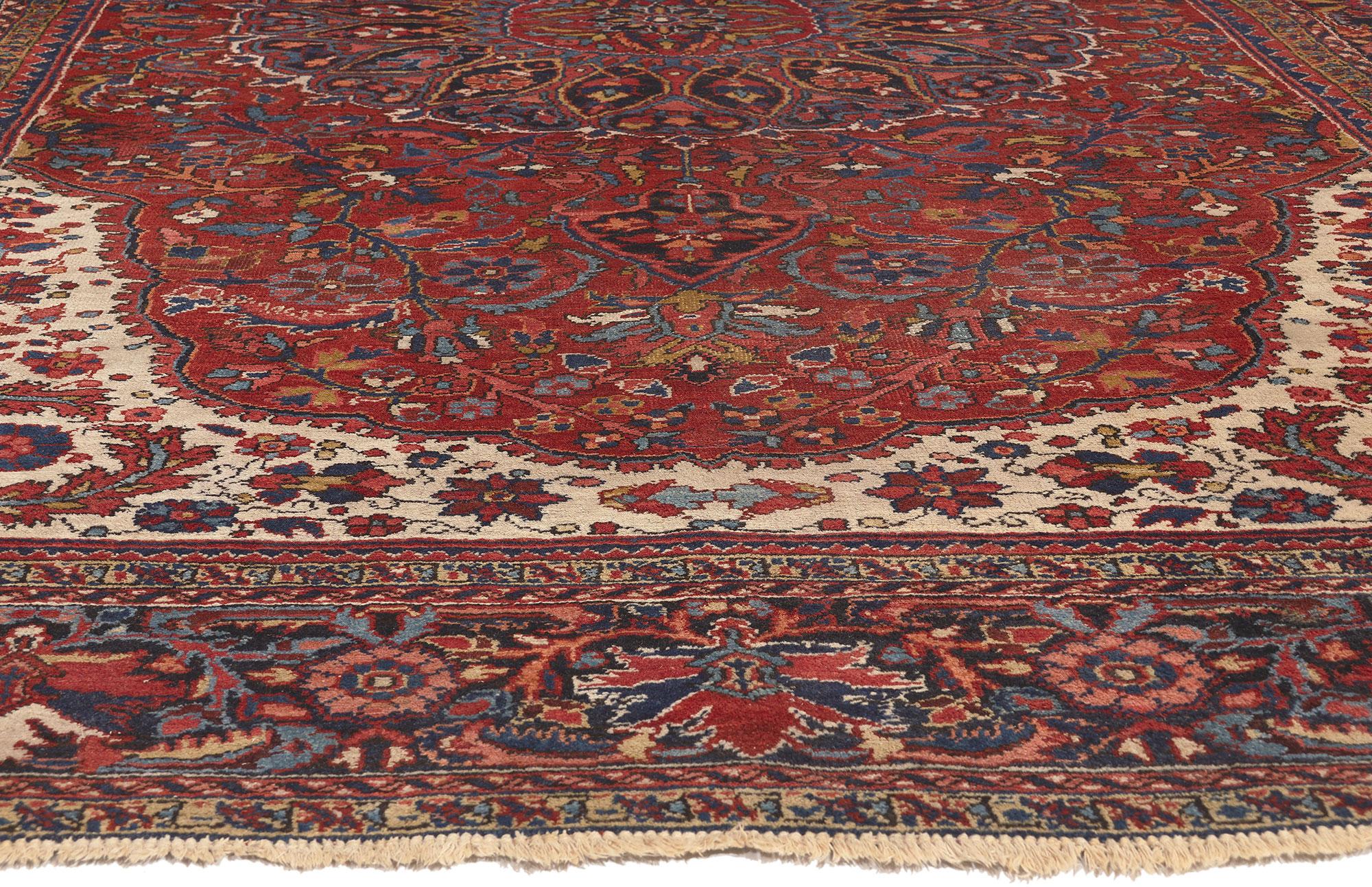 Hand-Knotted Antique Persian Heriz Rug, Patriotic Finesse Meets Traditional Sensibility For Sale