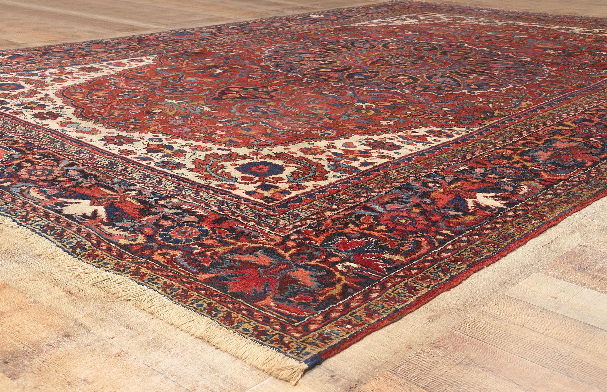 Wool Antique Persian Heriz Rug, Patriotic Finesse Meets Traditional Sensibility For Sale