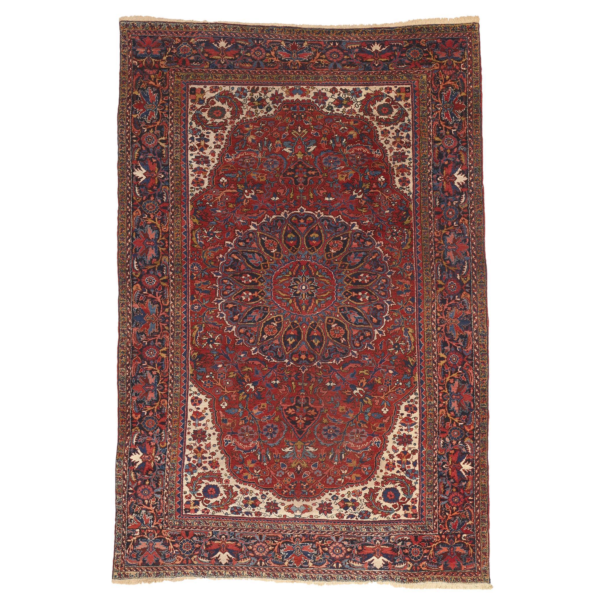 Antique Persian Heriz Rug, Patriotic Finesse Meets Traditional Sensibility