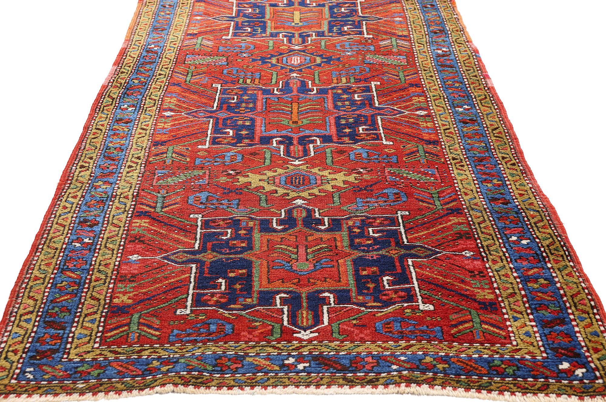 Heriz Serapi Antique Persian Heriz Rug Runner with Modern Style For Sale
