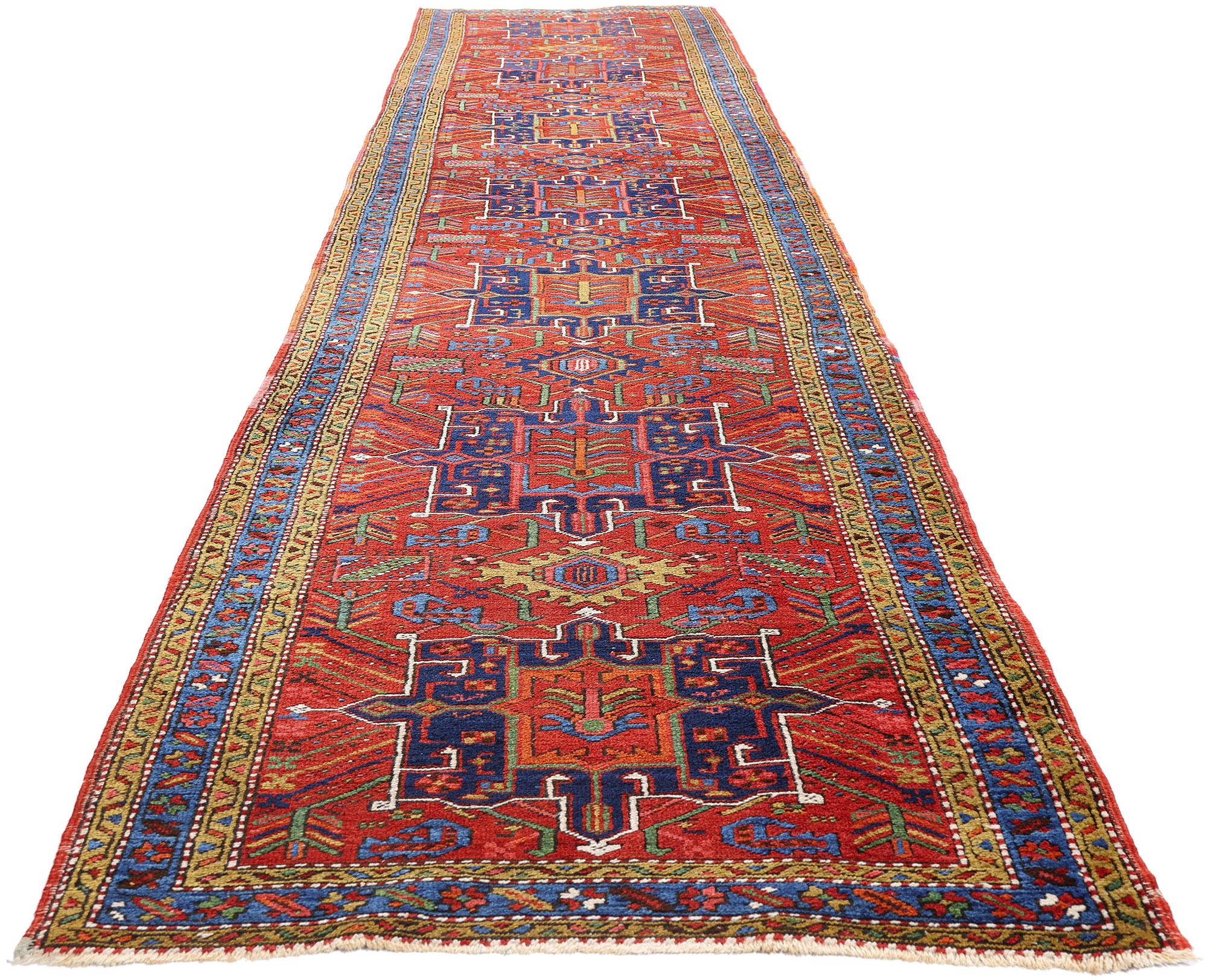 20th Century Antique Persian Heriz Rug Runner with Modern Style For Sale