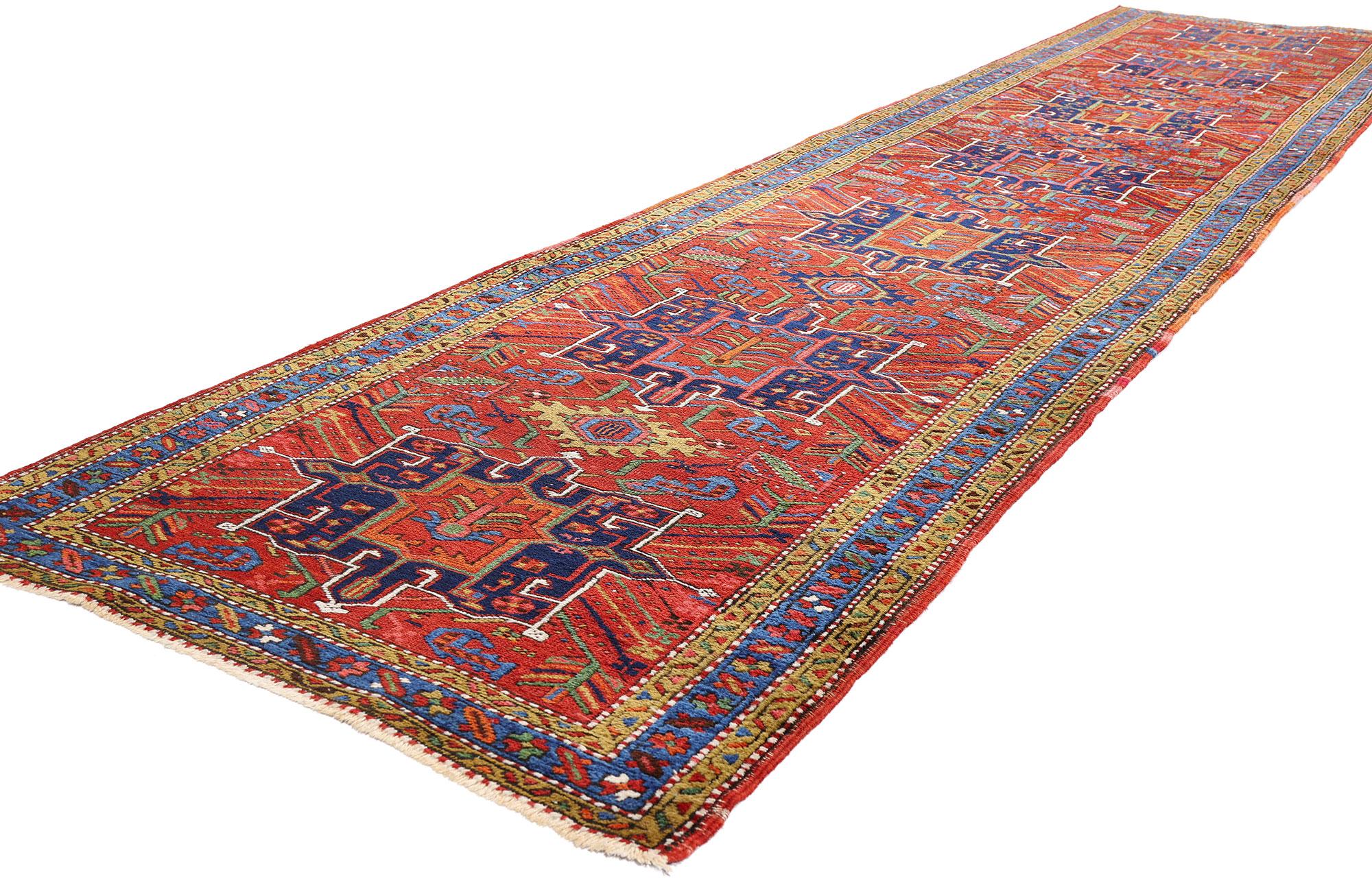 Antique Persian Heriz Rug Runner with Modern Style For Sale 2