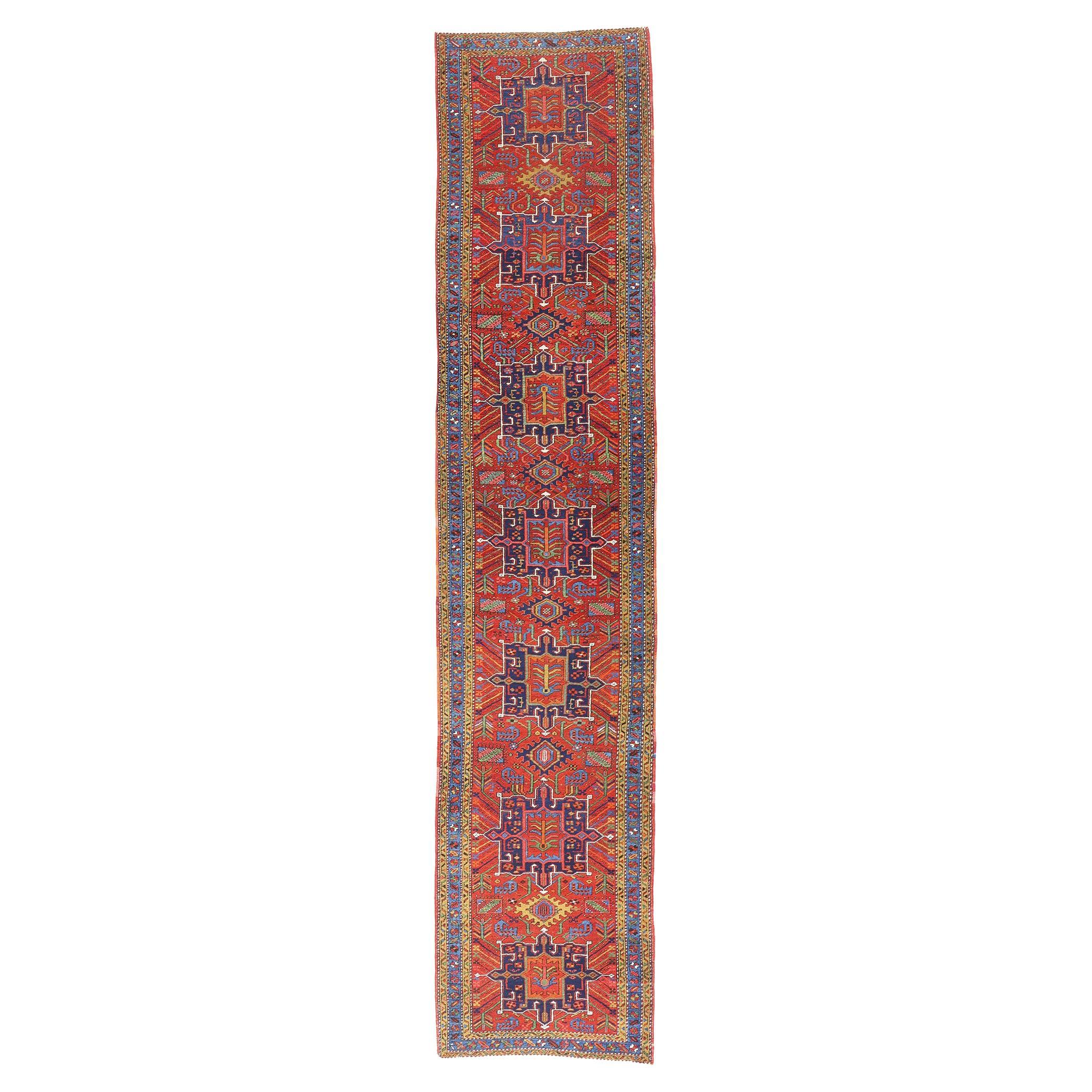 Antique Persian Heriz Rug Runner with Modern Style For Sale