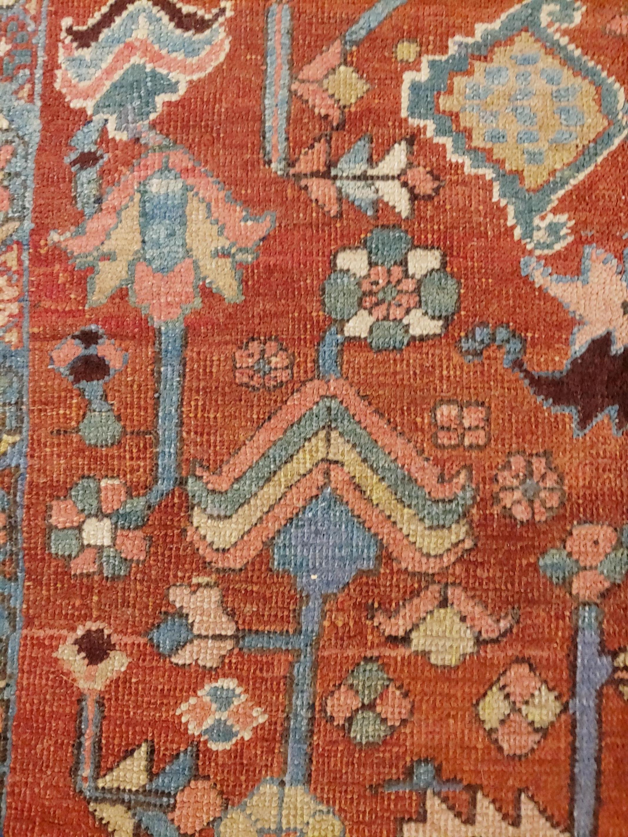 Antique Persian Heriz Rug, Rust Colored, No Medallion, Wool, 1915 In Good Condition For Sale In Williamsburg, VA