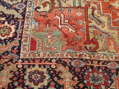 Antique Persian Heriz Rug, Rust Colored With Gold, Wool, Room Size