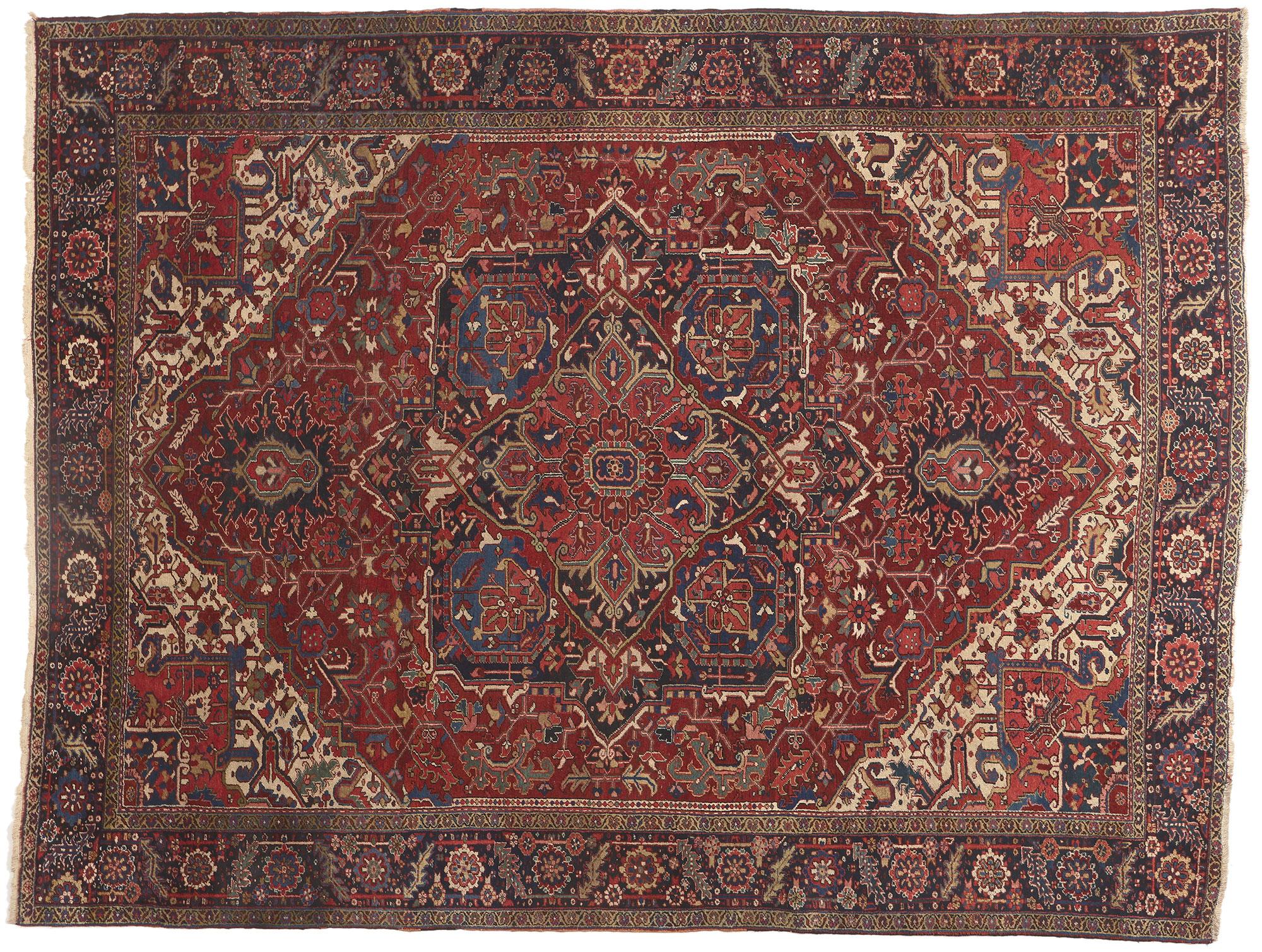 Antique Persian Heriz Rug, Sylish Durability Meets Patriotic Panache For Sale 3