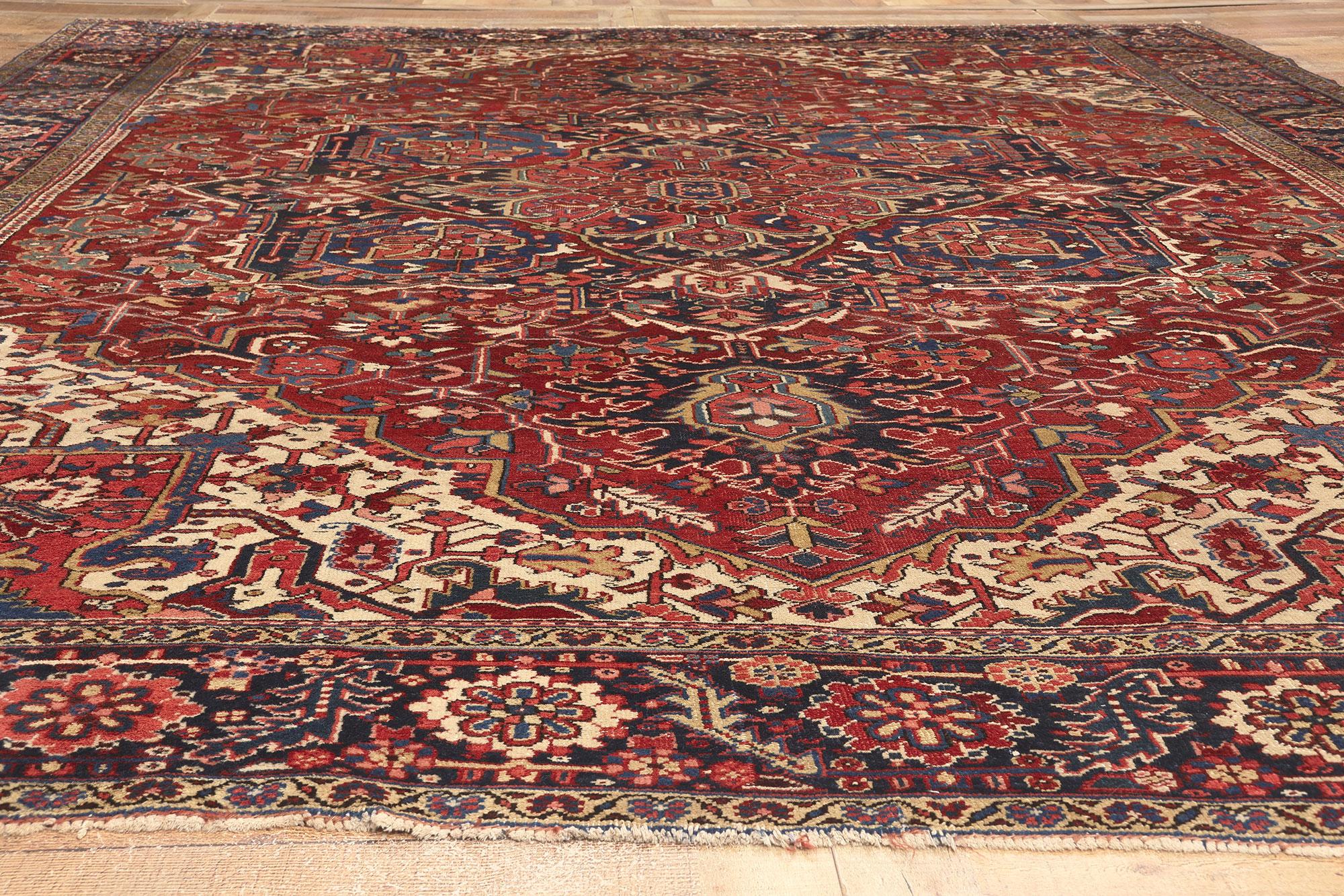 Antique Persian Heriz Rug, Sylish Durability Meets Patriotic Panache For Sale 1