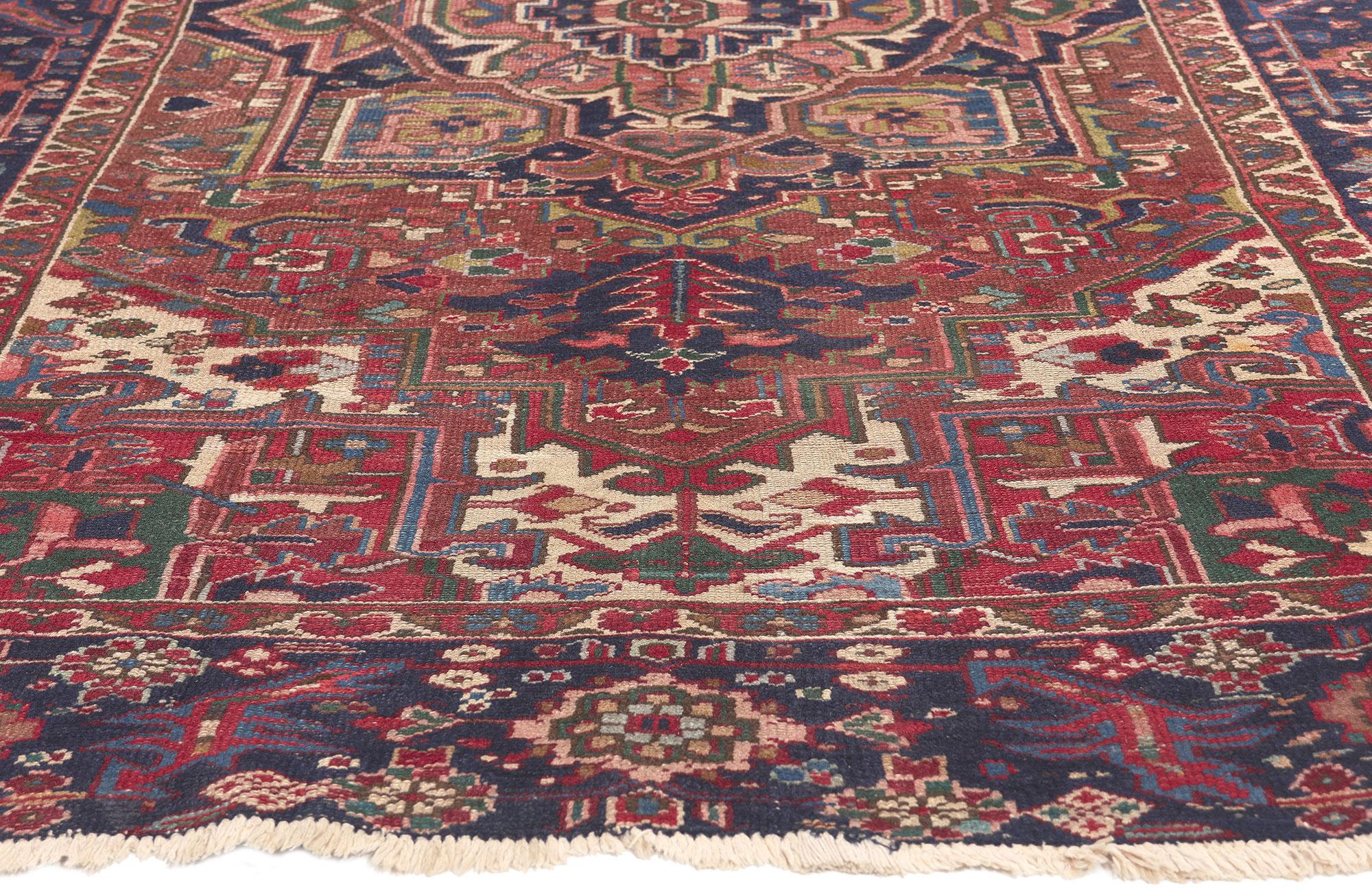 Hand-Knotted Antique Persian Heriz Rug, Timeless Appeal Meets Modern Elegance For Sale