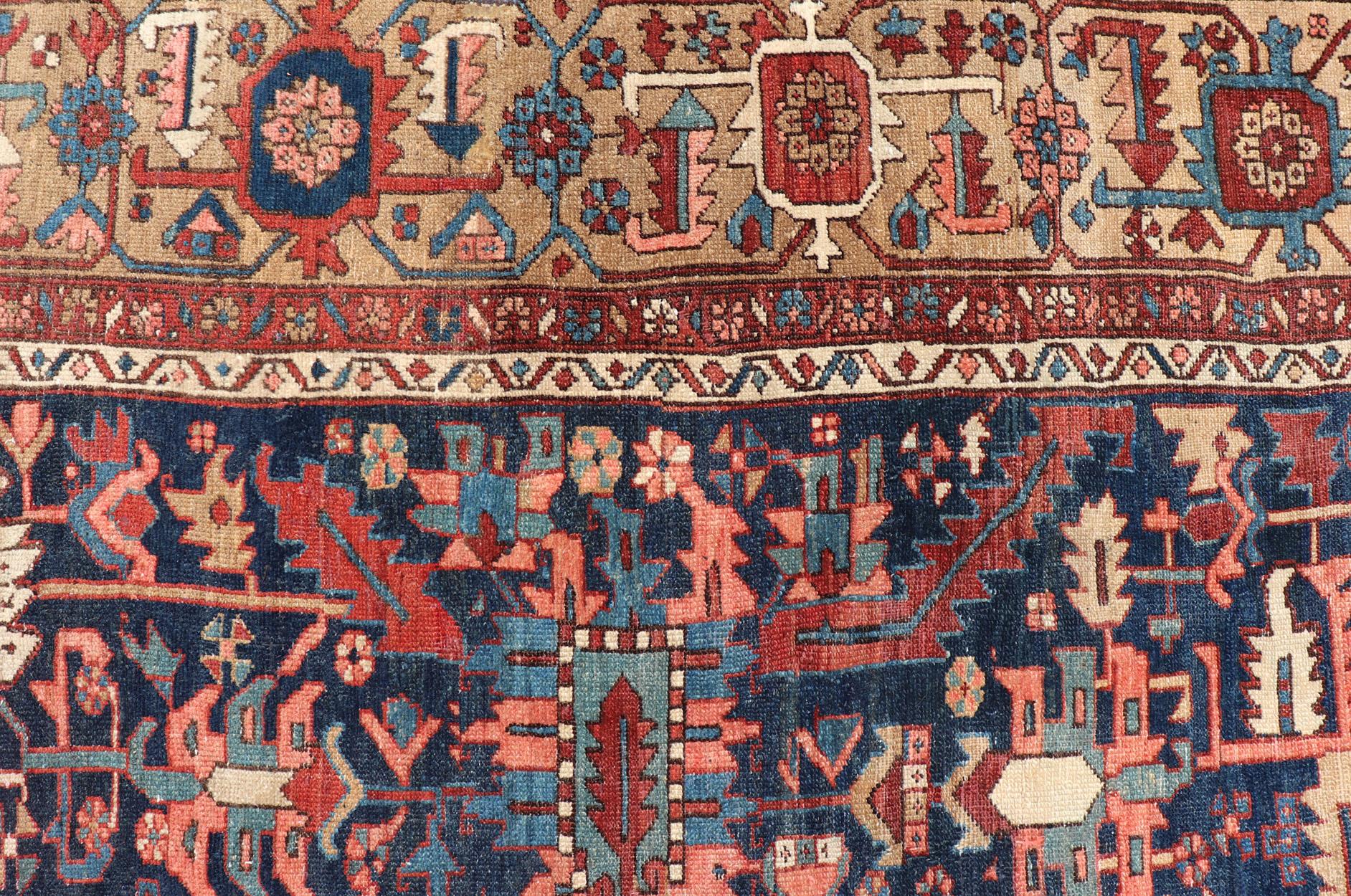 Antique Persian all-over Serapi-Heriz rug with all-over geometric design. Rug / W22-0208, country of origin / type: Iran /Serapi-Heriz, circa 1910. Antique Heriz, Antique Serapi, antique Goravan Heriz
Measures: 8'8 x 11'3 

This antique