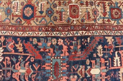 Antique Persian Heriz Rug with All-Over Sub-Geometric Design on a Blue Field