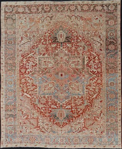 Antique Persian Heriz Rug with Central Medallion in Red and Blue 9
7 x 12
10