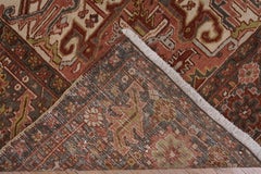Antique Persian Heriz Rug with Dark & Colorful Tones, Circa 1930s