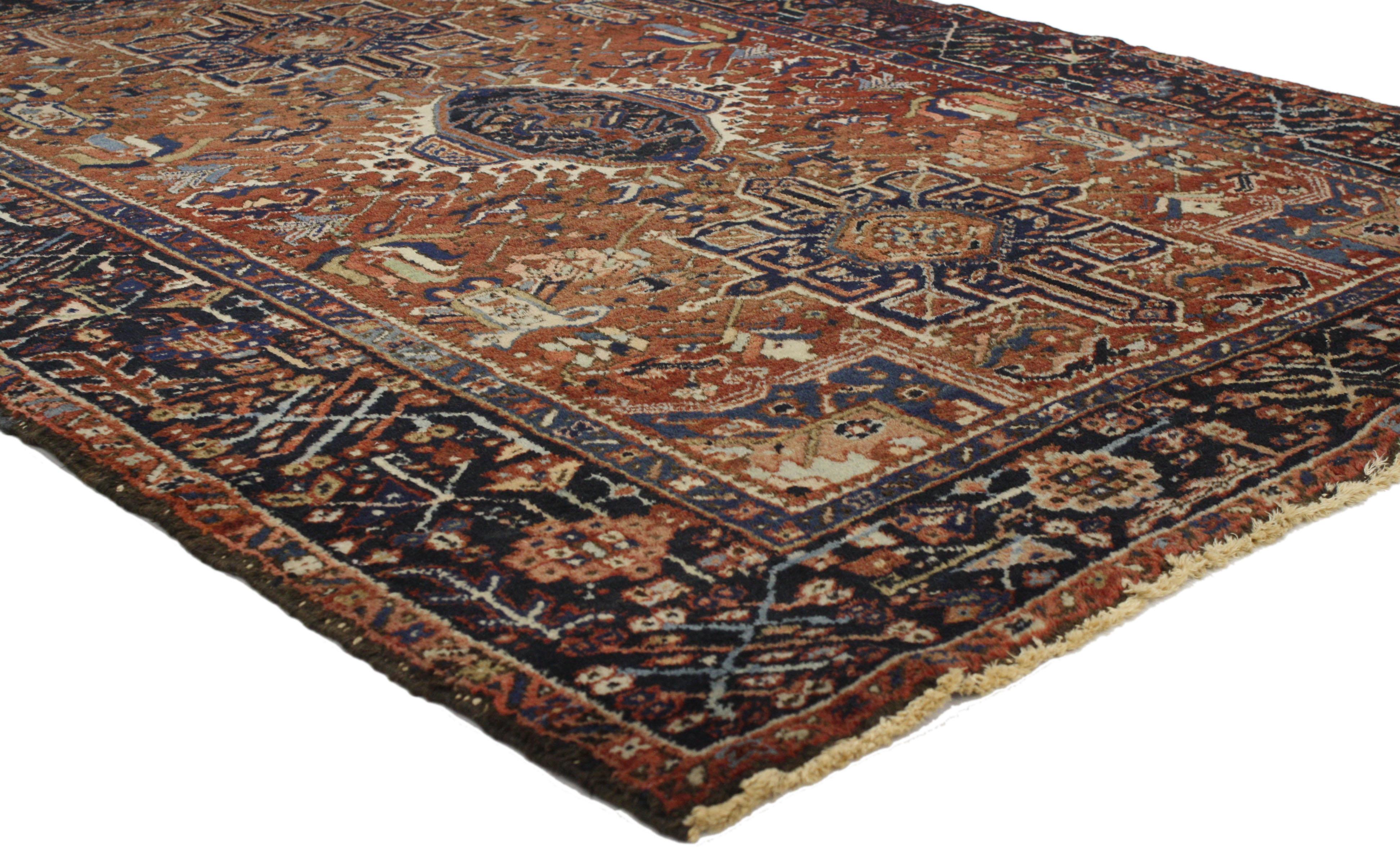 Hand-Knotted Antique Persian Heriz Rug with  Medallion and Cruciform Motif For Sale