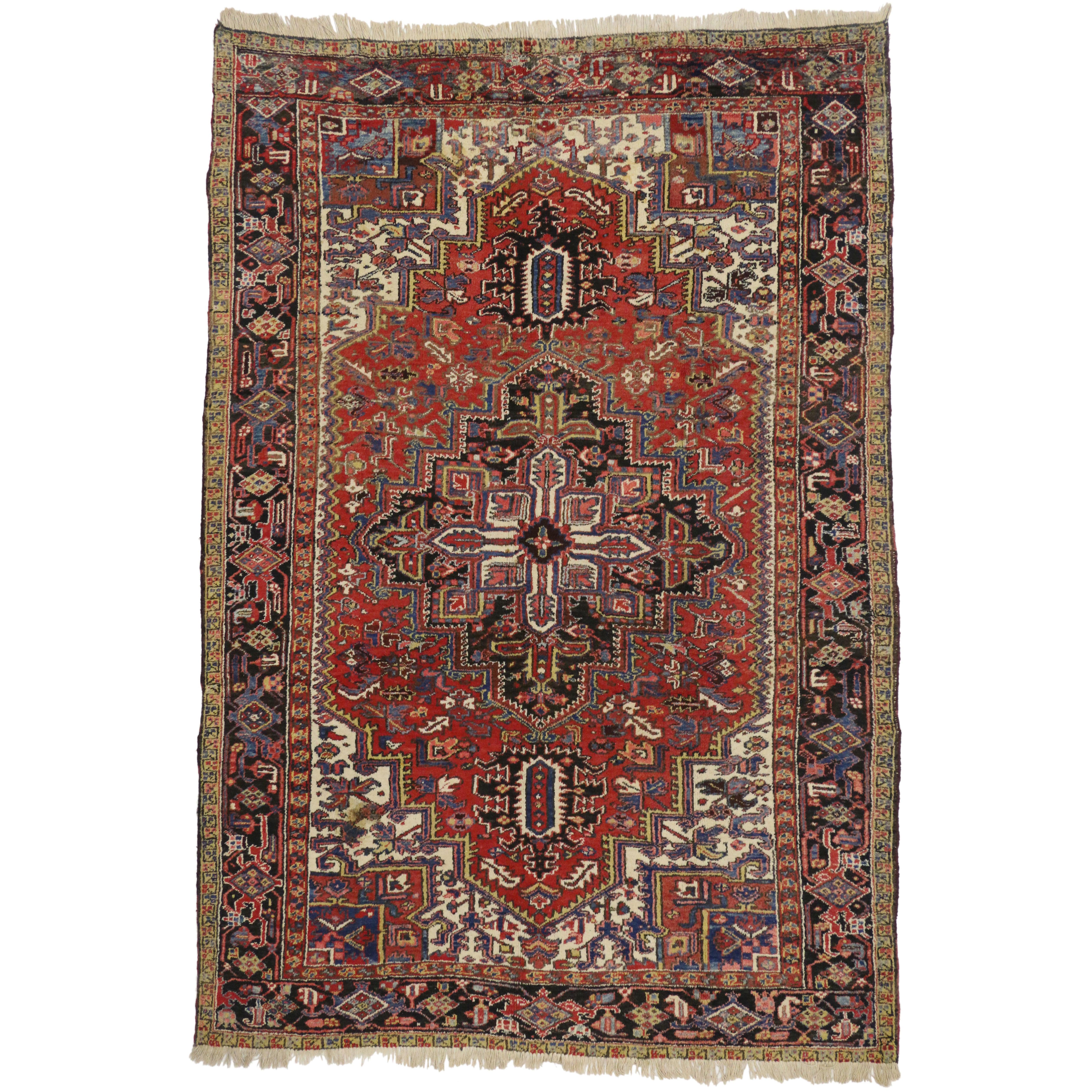 Antique Persian Heriz Rug, Timeless Appeal Meets Modern Elegance For Sale