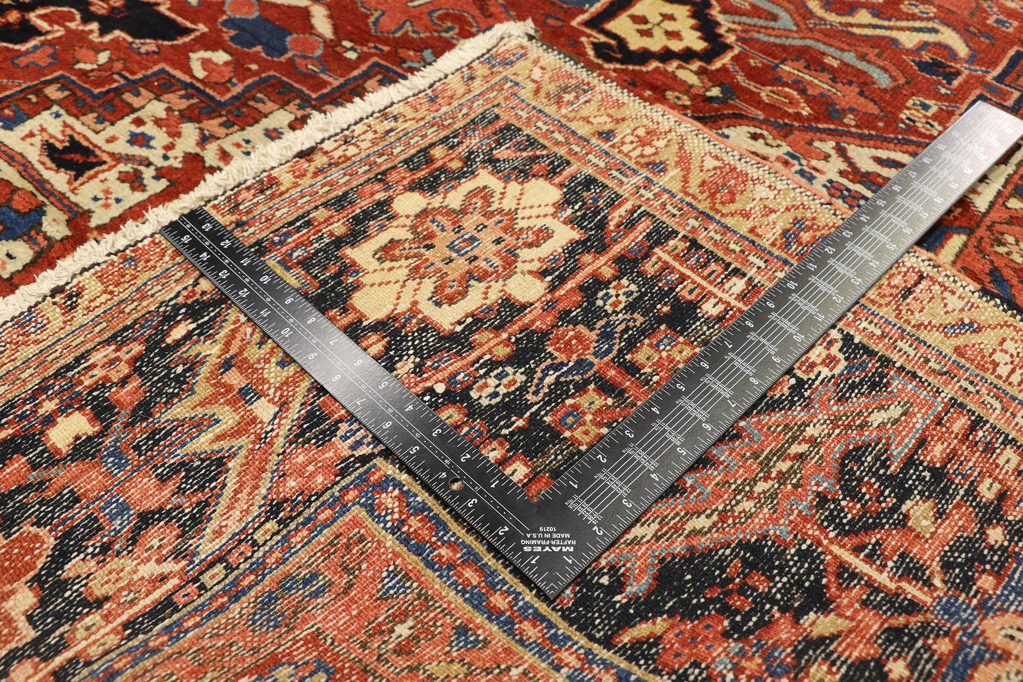 Antique Persian Heriz Rug with Modern American Craftsman Style In Good Condition In Dallas, TX