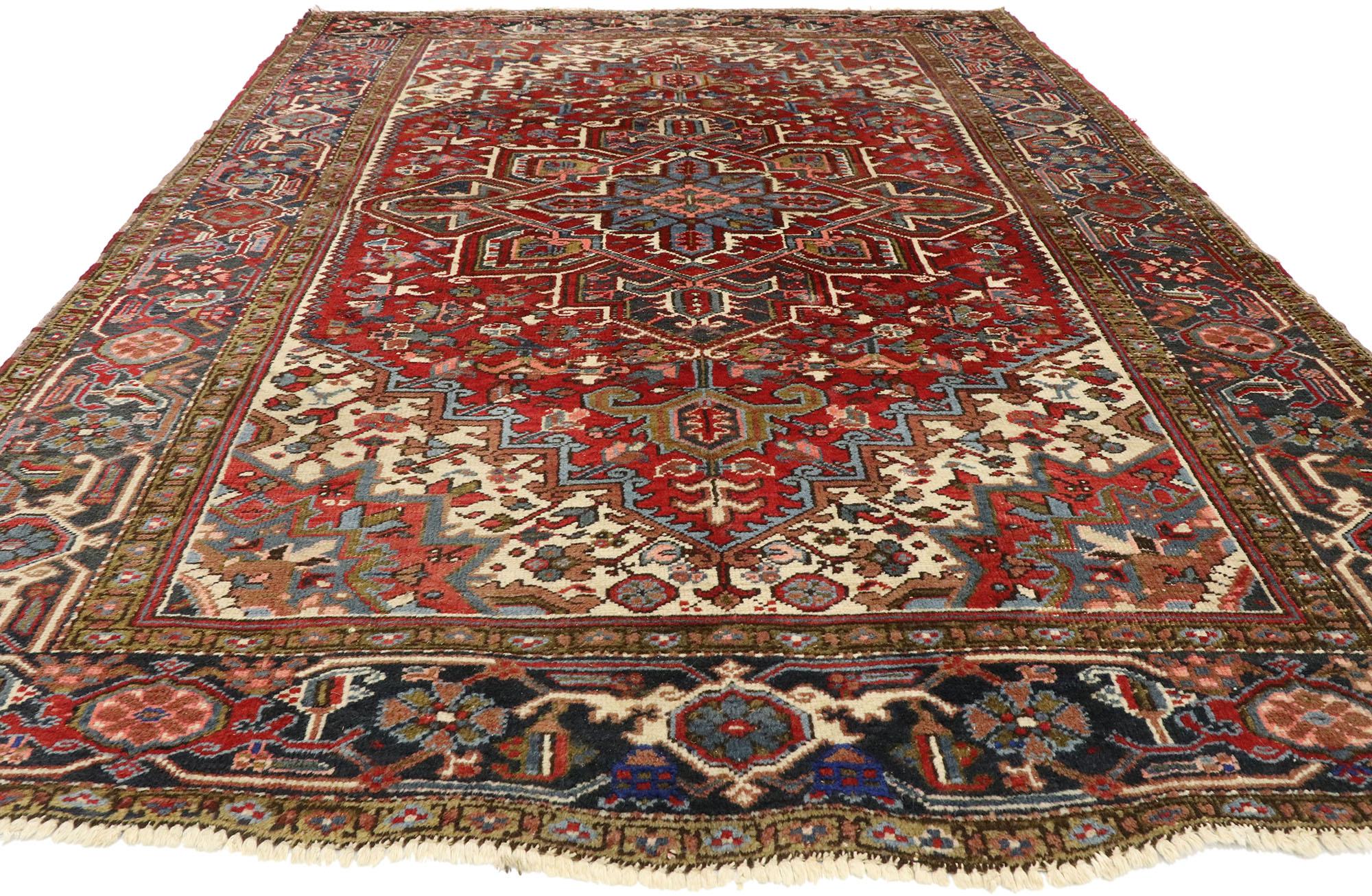 Heriz Serapi Antique Persian Heriz Rug with Modern Federal Style For Sale
