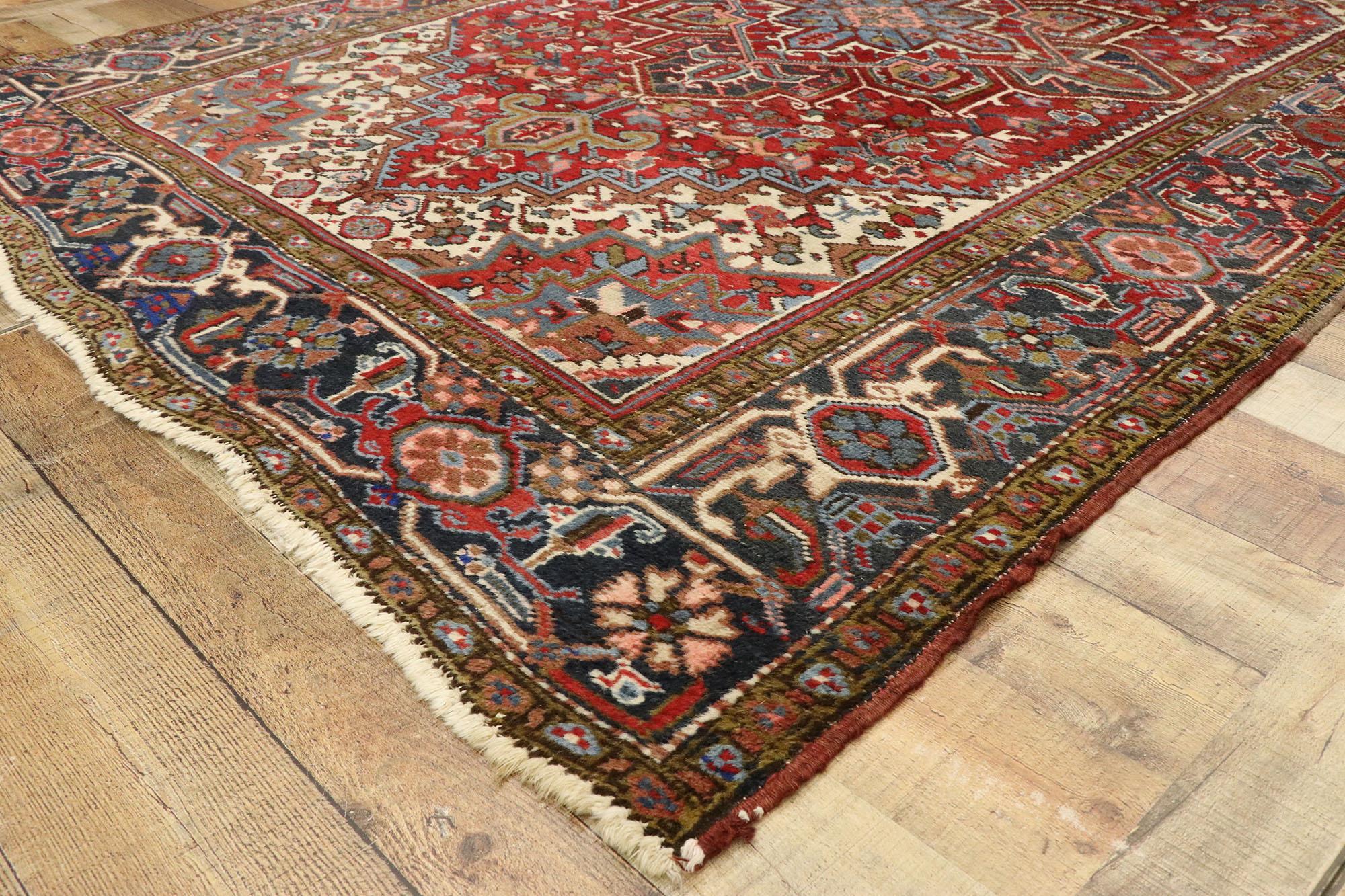 20th Century Antique Persian Heriz Rug with Modern Federal Style For Sale