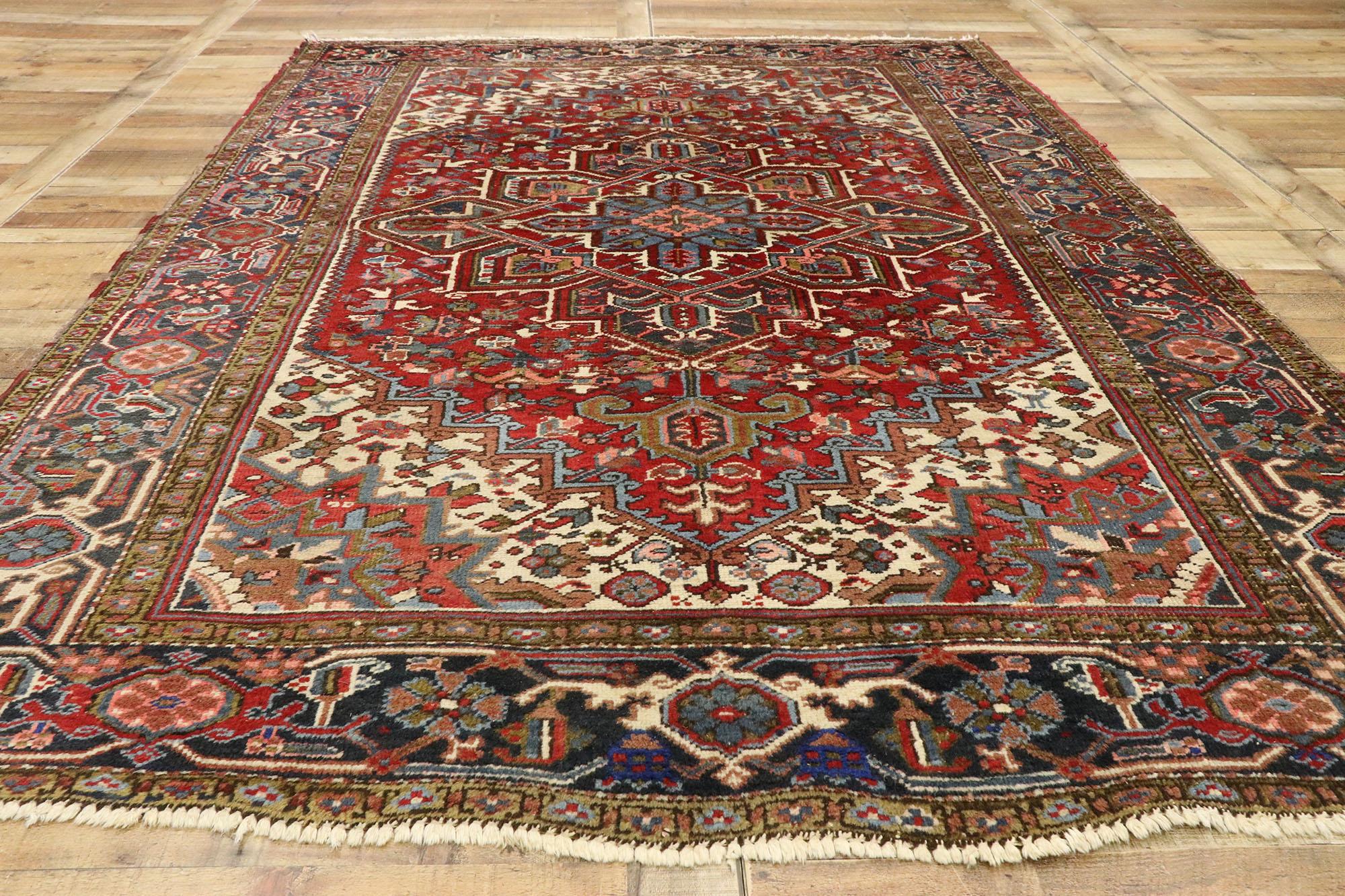 Wool Antique Persian Heriz Rug with Modern Federal Style For Sale