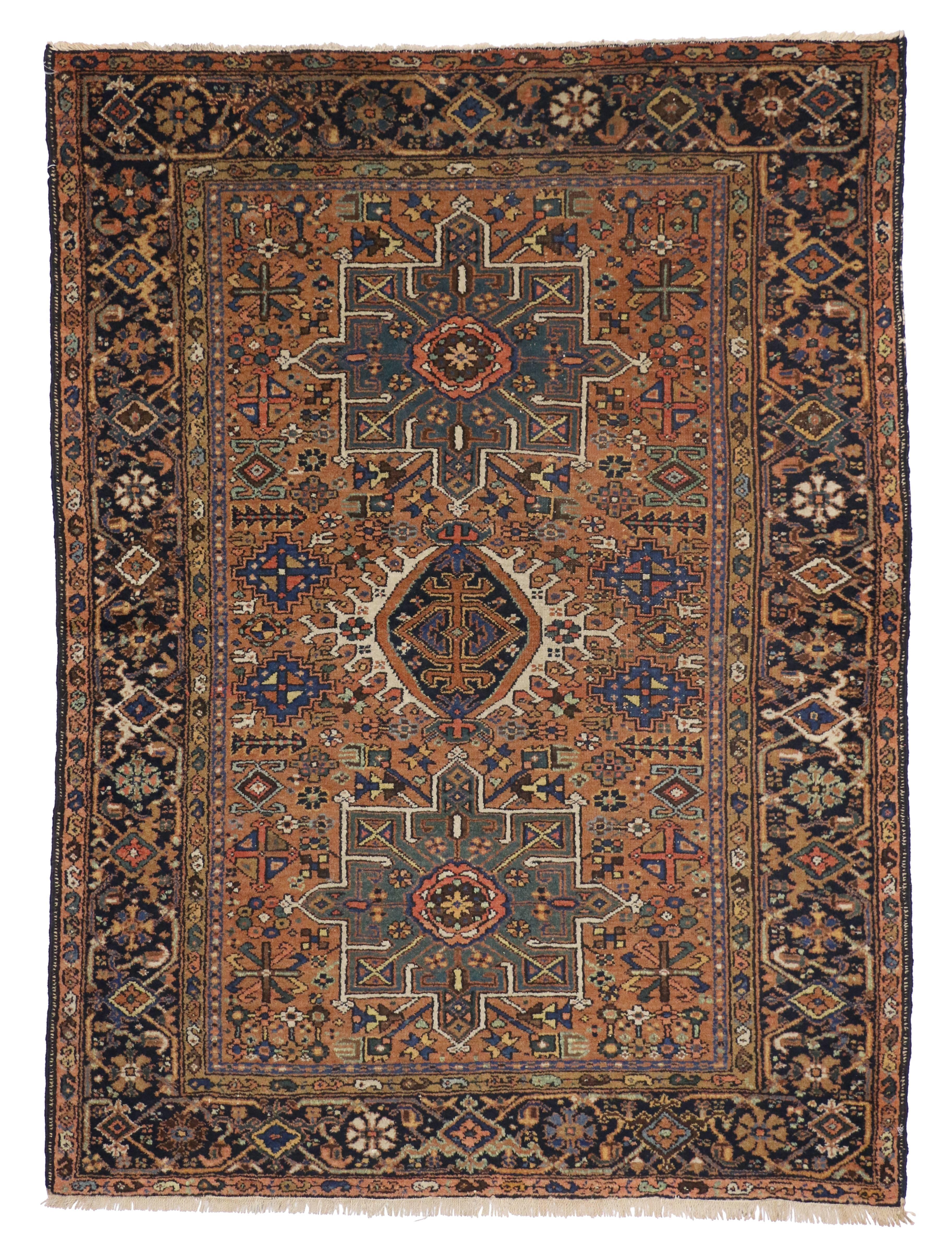 Heriz Serapi Antique Persian Heriz Rug with Modern Tribal Style