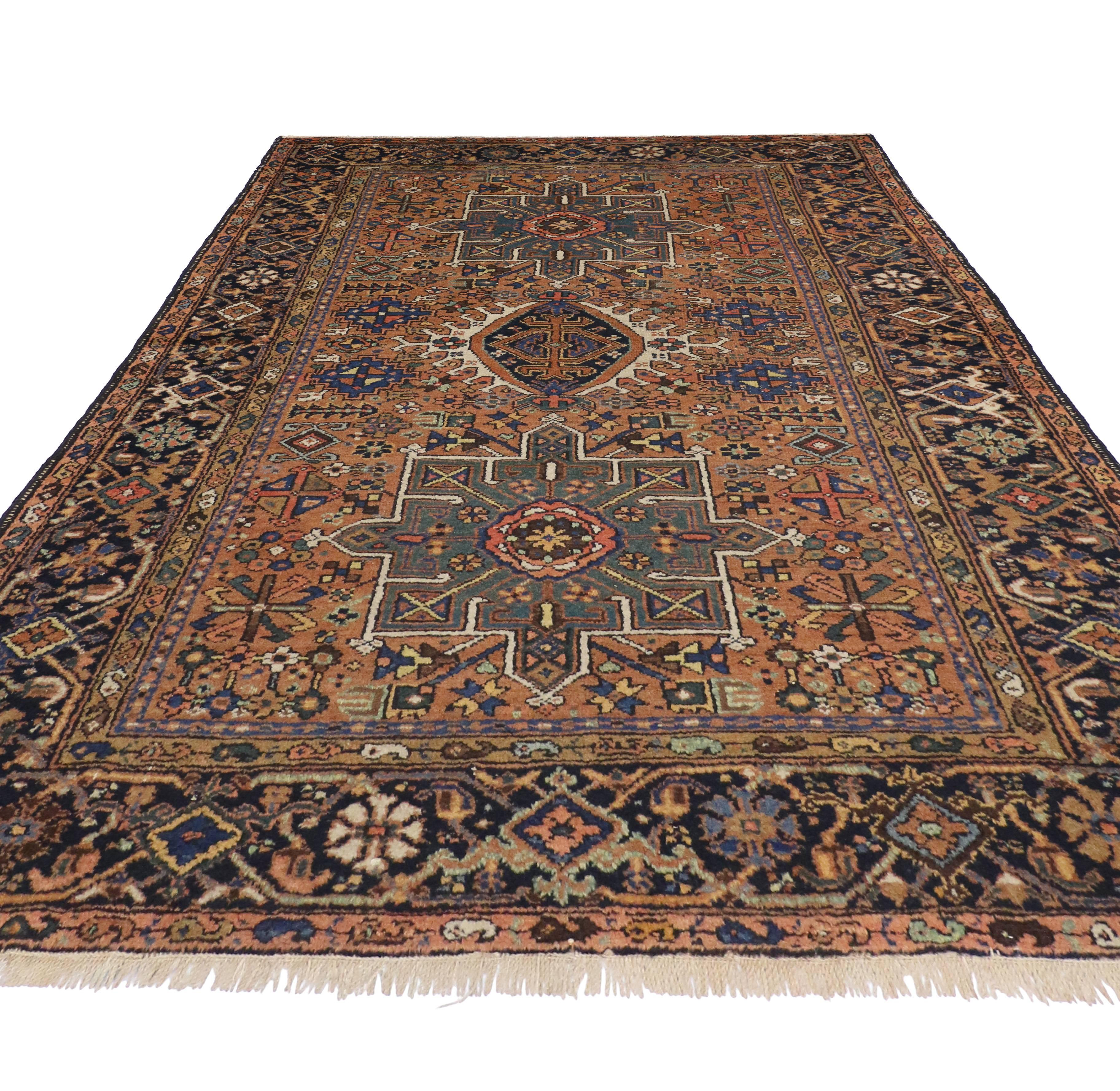 Antique Persian Heriz Rug with Modern Tribal Style In Good Condition In Dallas, TX