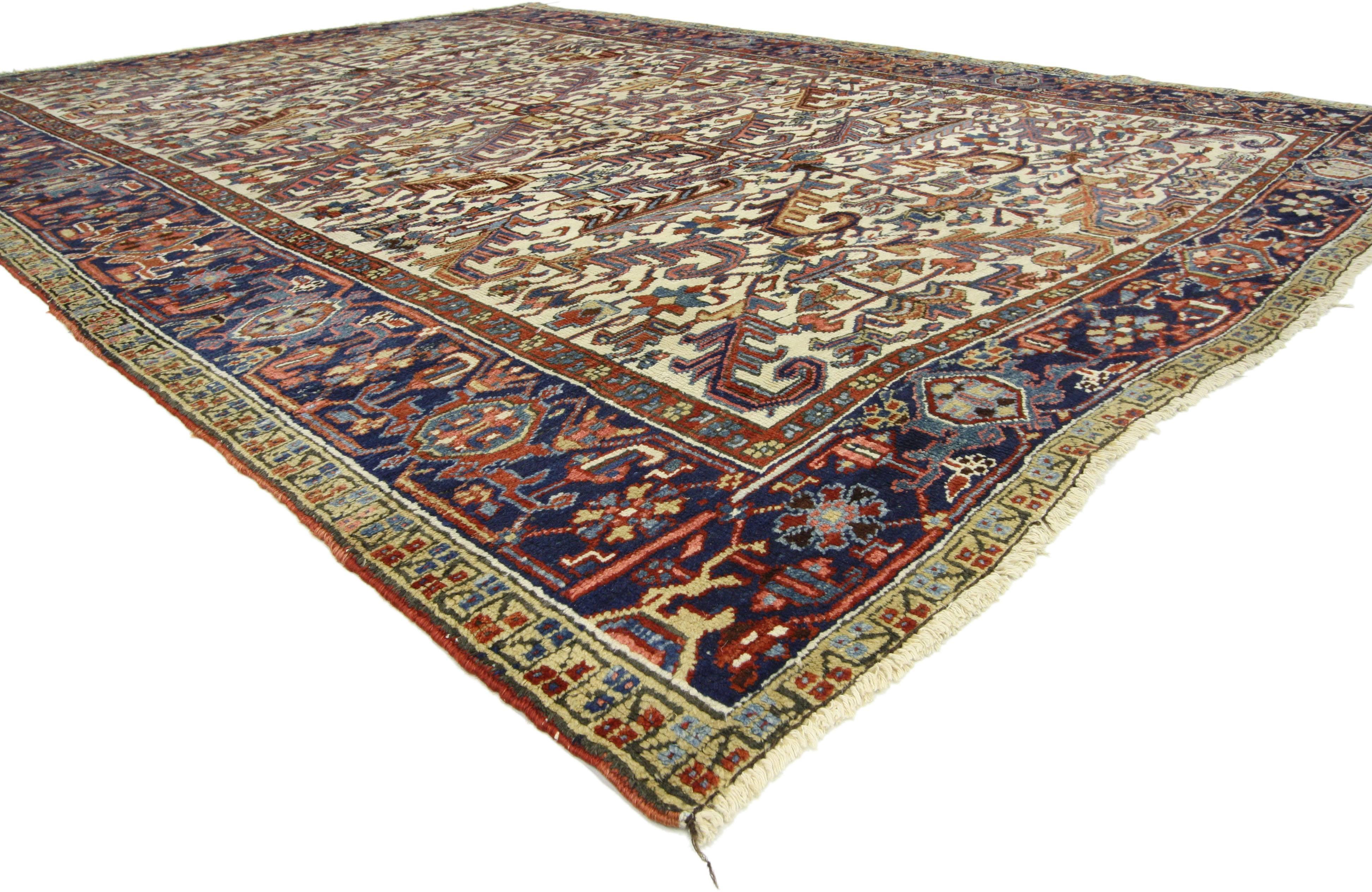 Antique Persian Heriz Rug with Modern Tribal Style For Sale 1