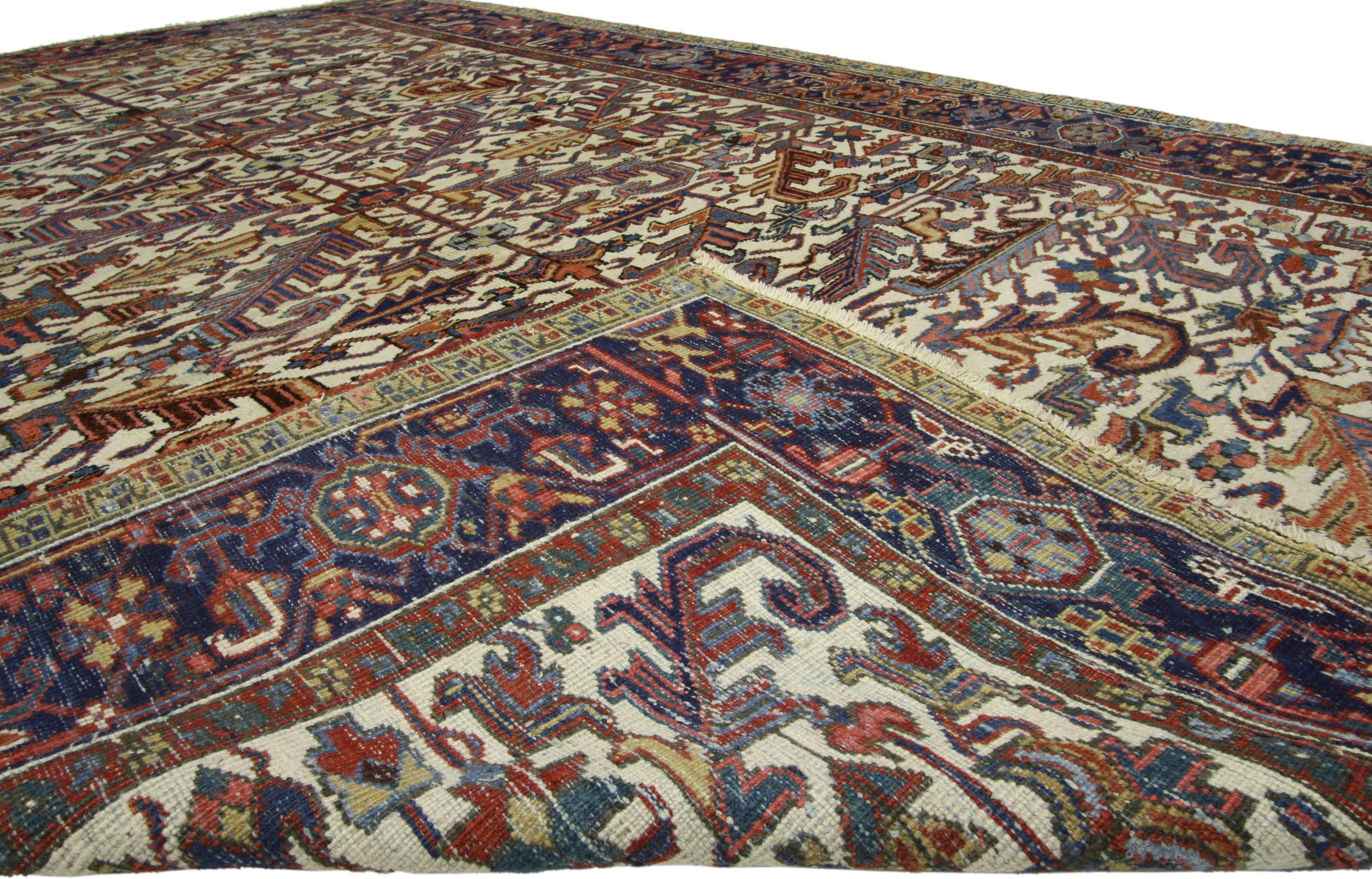 Antique Persian Heriz Rug with Modern Tribal Style For Sale 2