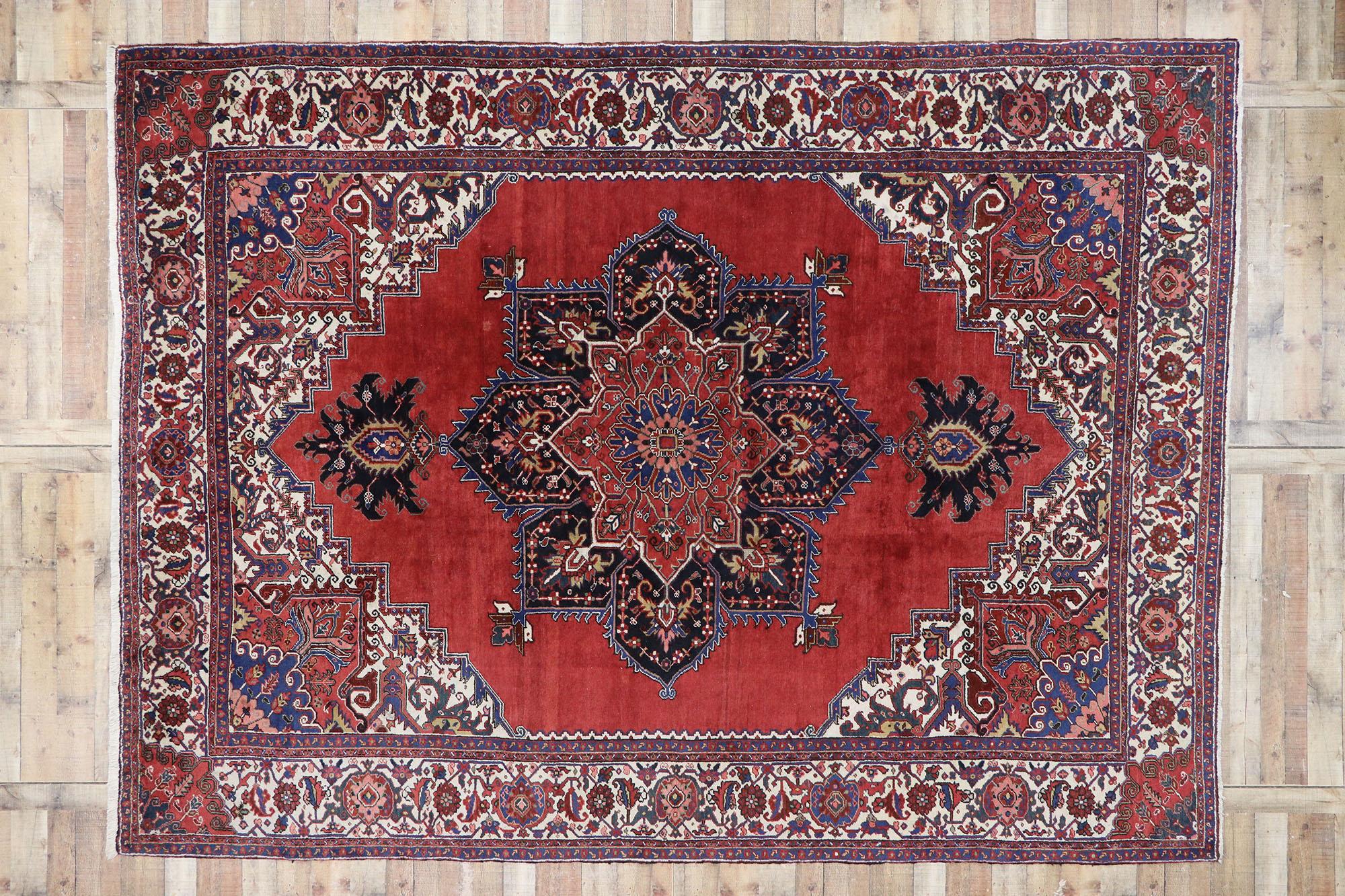 Antique Persian Heriz Rug with Regal Jacobean Style For Sale 1