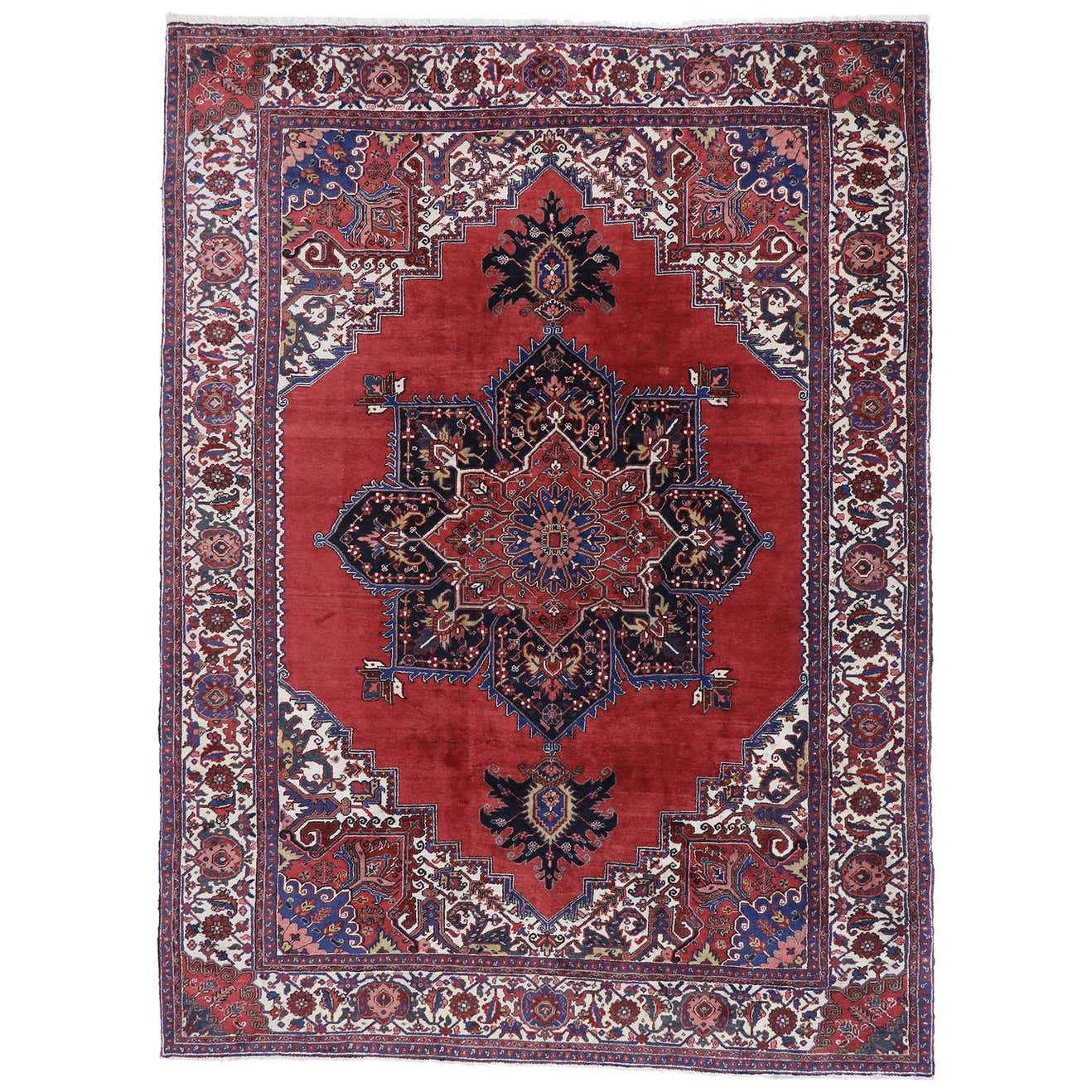 Antique Persian Heriz Rug with Regal Jacobean Style For Sale at 1stDibs