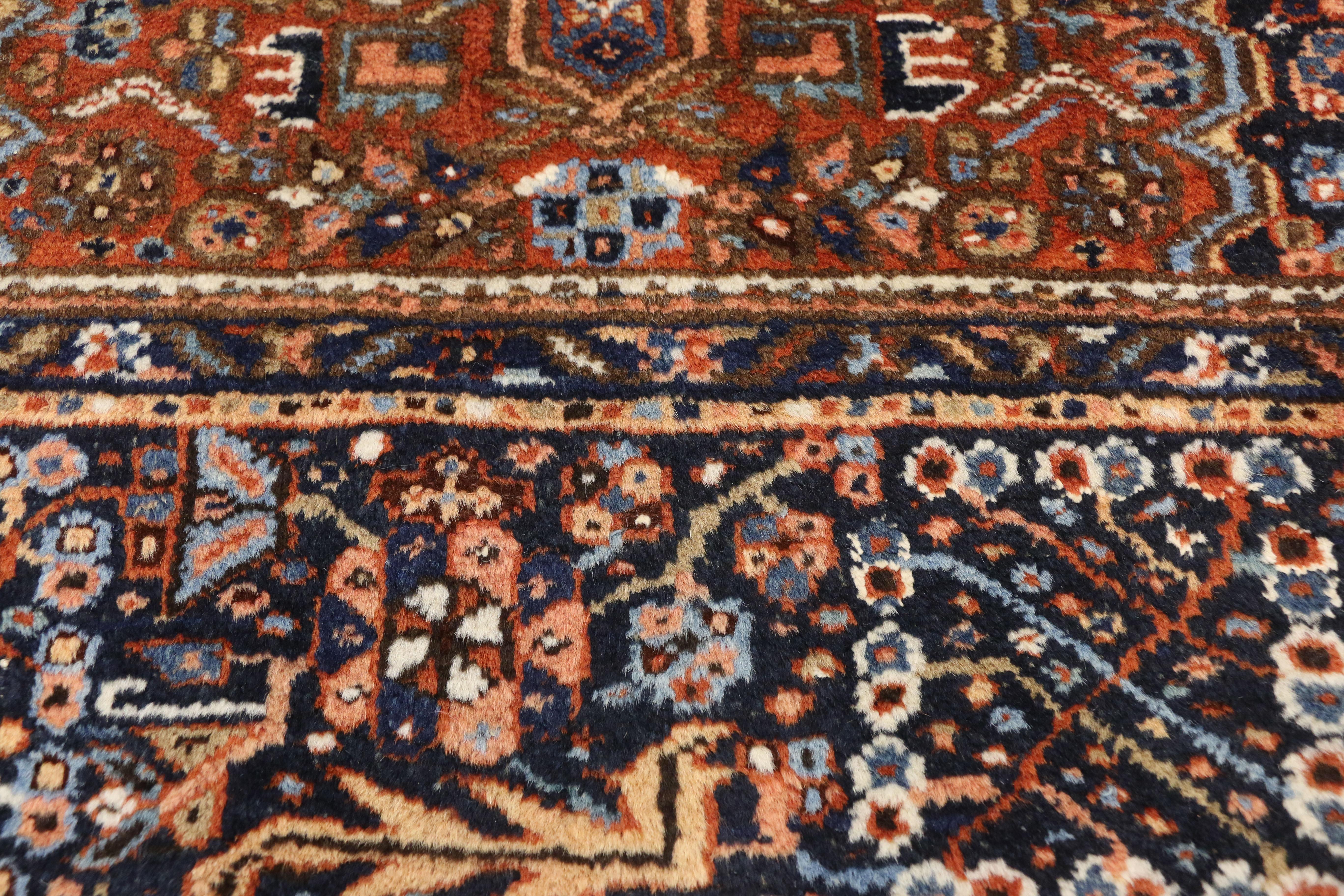 Heriz Serapi Antique Persian Heriz Rug with Tribal Style, Study or Home Office Rug For Sale