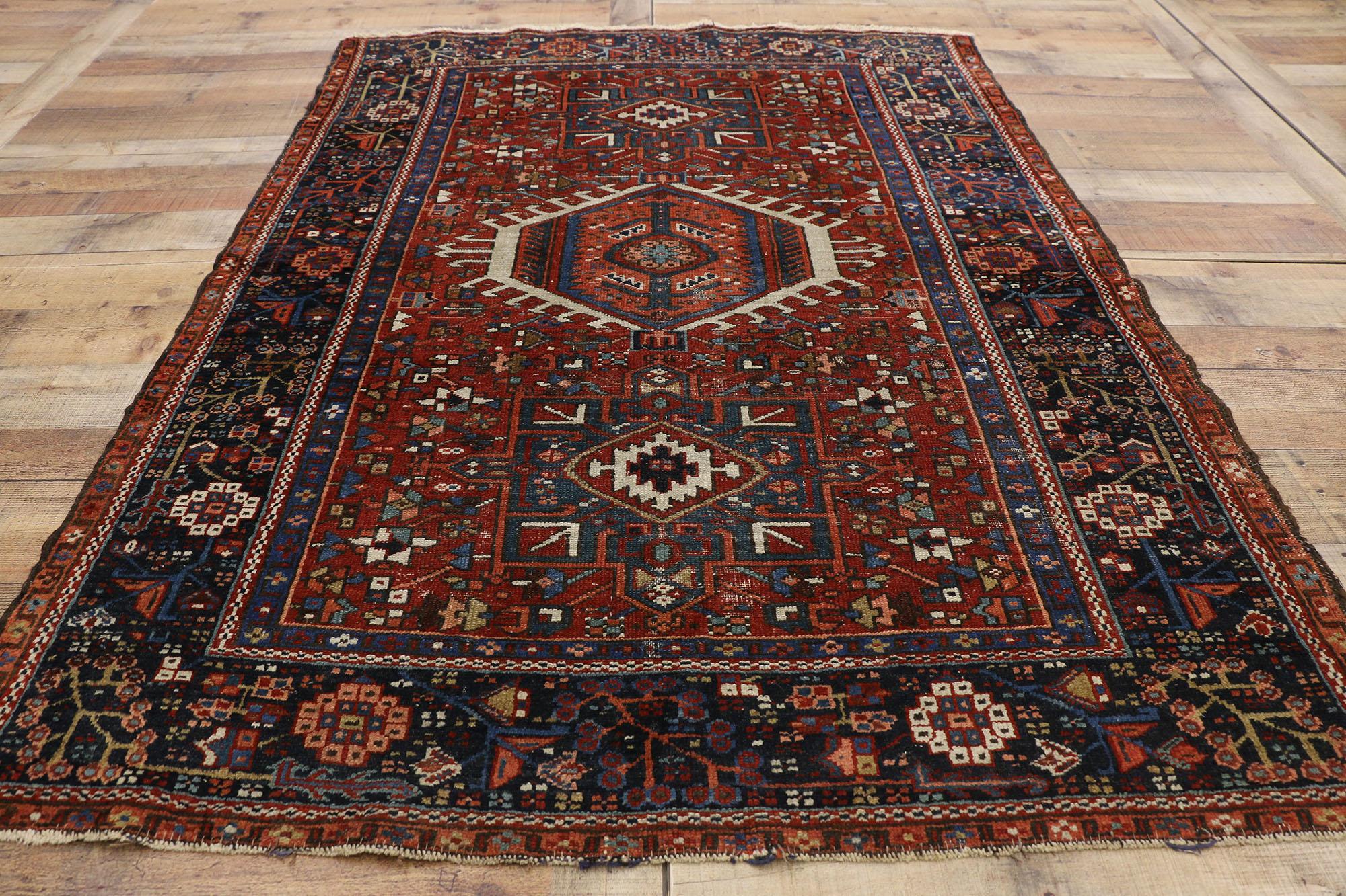 20th Century Antique Persian Heriz Rug with Tribal Style, Study or Home Office Rug For Sale