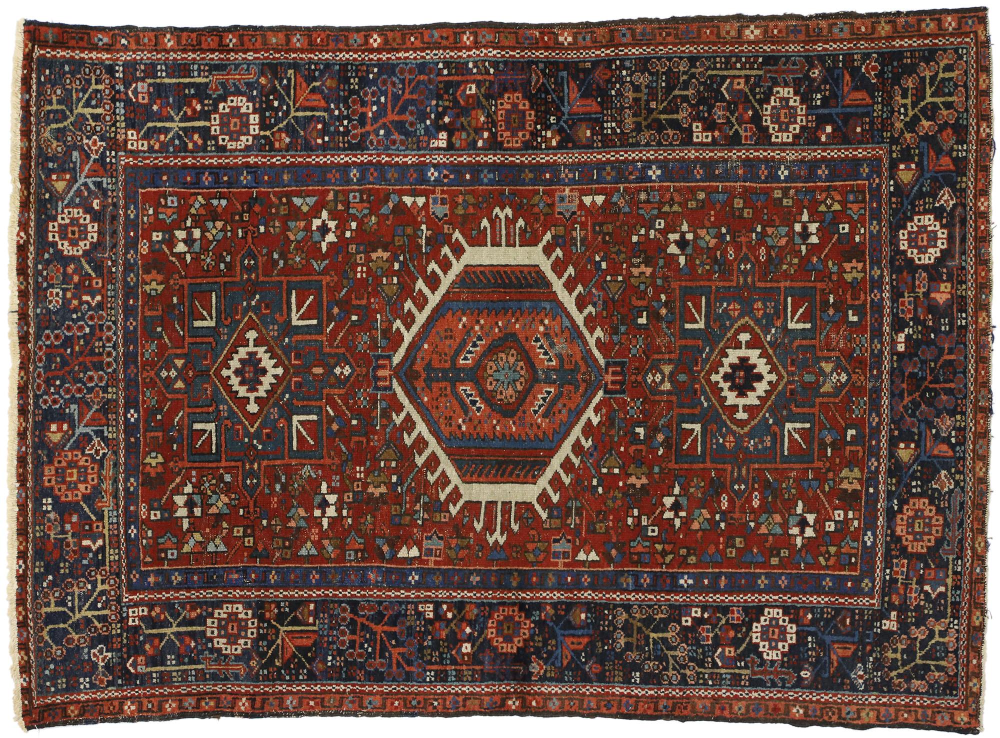 Lana Tappeto persiano Heriz del 1910 con stile moderno e tradizionale in vendita