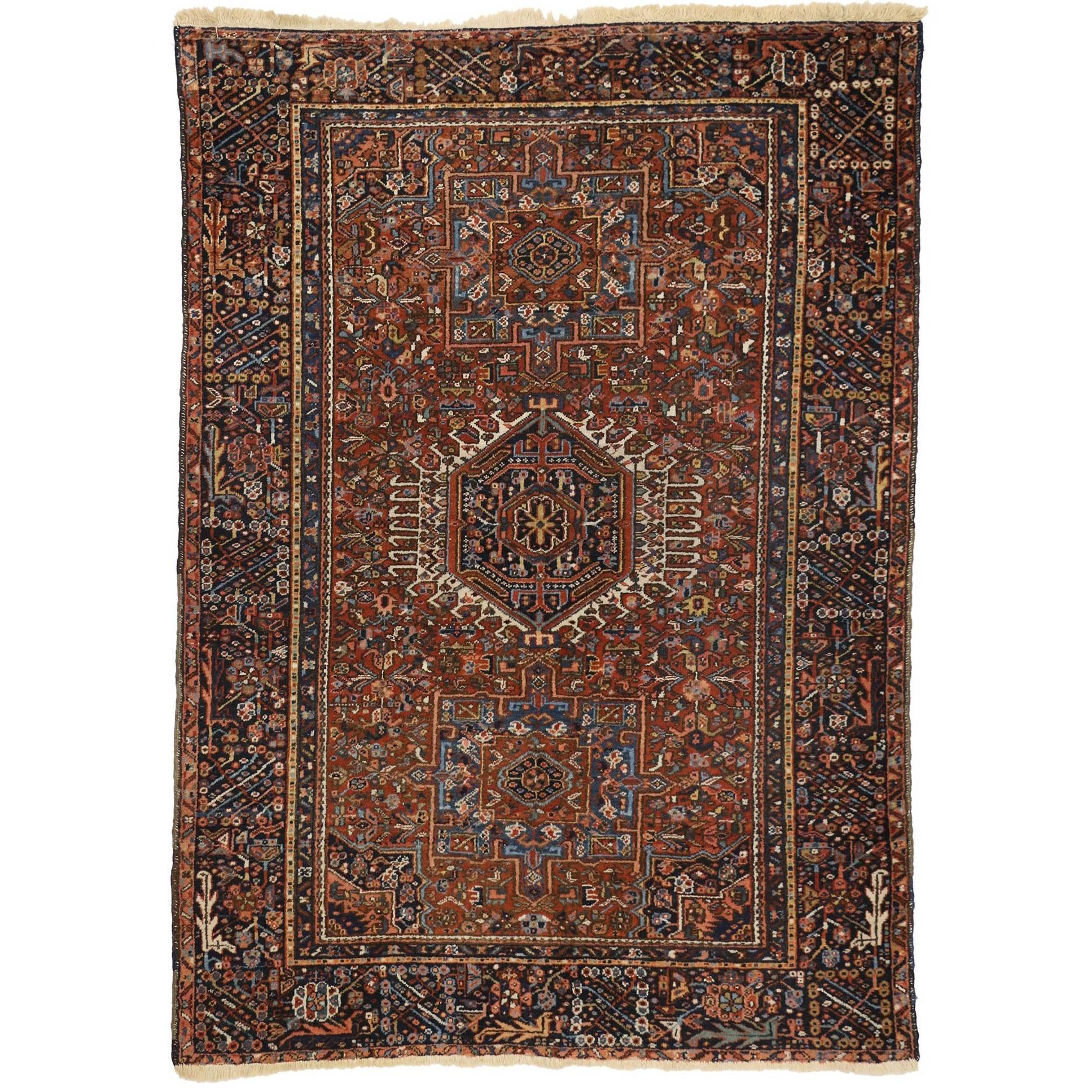 Antique Persian Heriz Rug with Tribal Style, Study or Home Office Rug For Sale