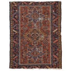 Antique Persian Heriz Rug with Tribal Style, Study or Home Office Worn Rug
