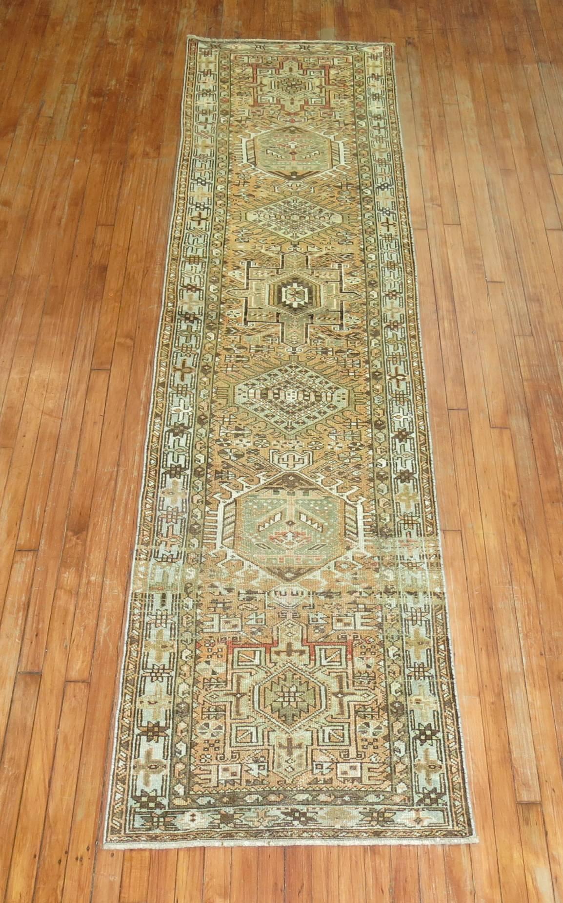 Decorative Persian Heriz one of a kind antique runner.

2'8'' x 10'8''