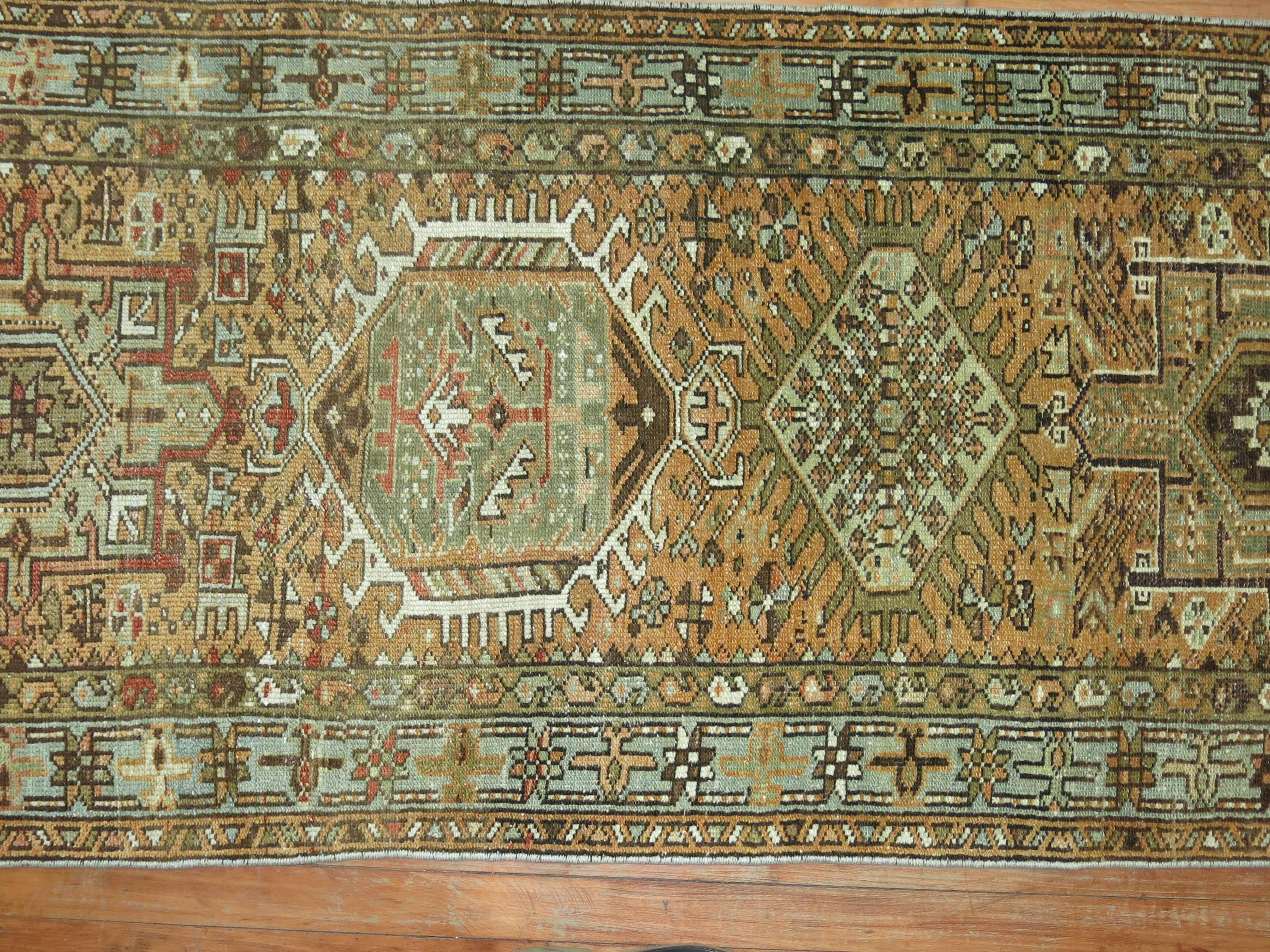 Rustic Zabihi Collection Antique Persian Heriz Runner