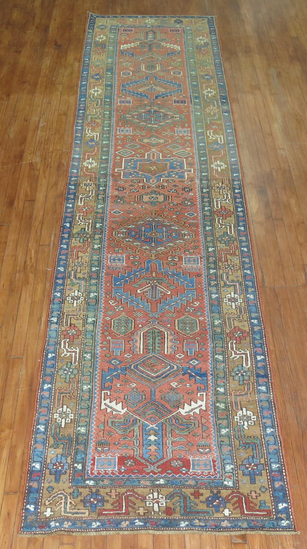 Antique Persian Heriz Runner In Excellent Condition For Sale In New York, NY