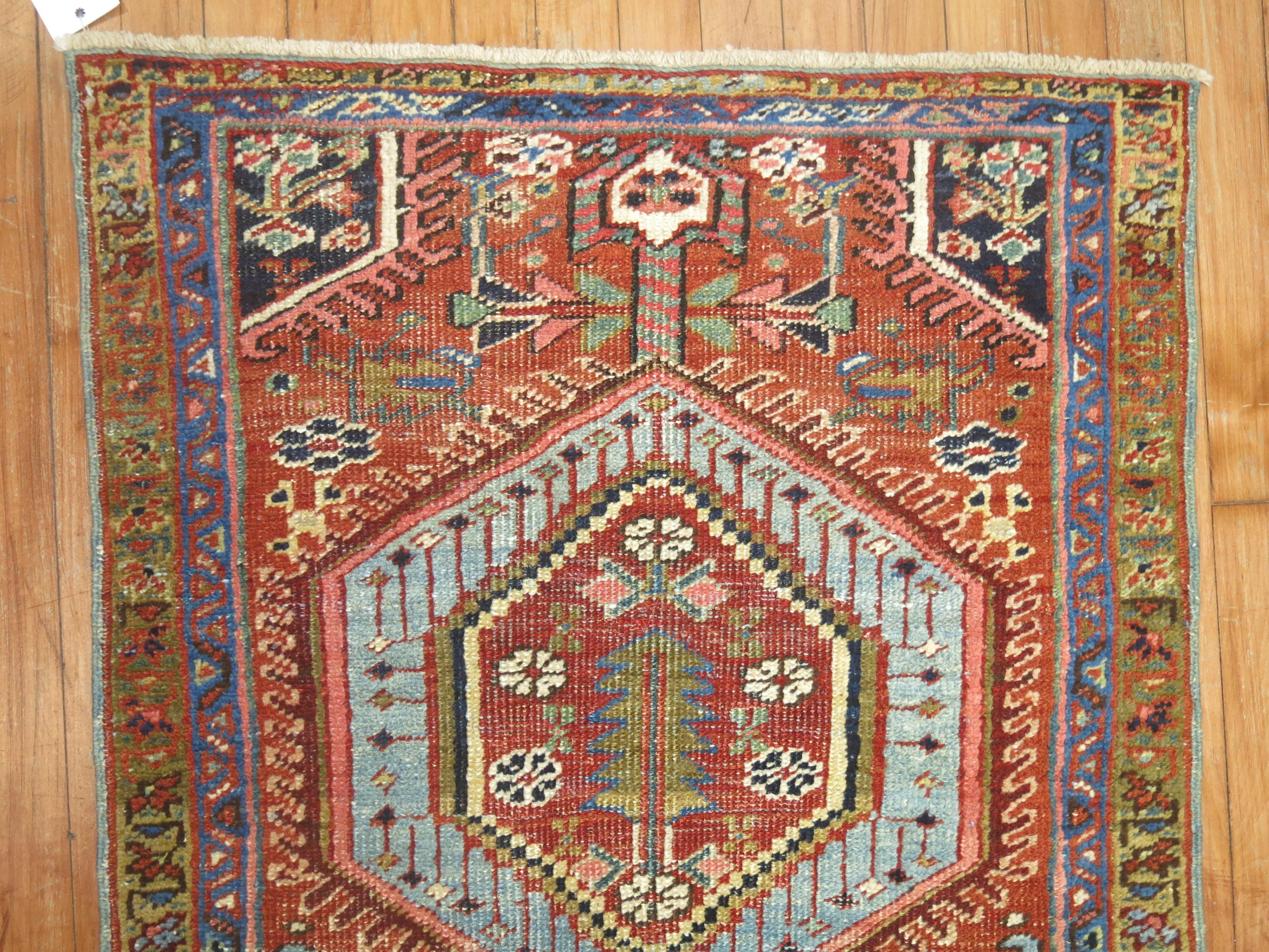 Tribal Antique Persian Heriz Runner, 20th Century In Good Condition In New York, NY