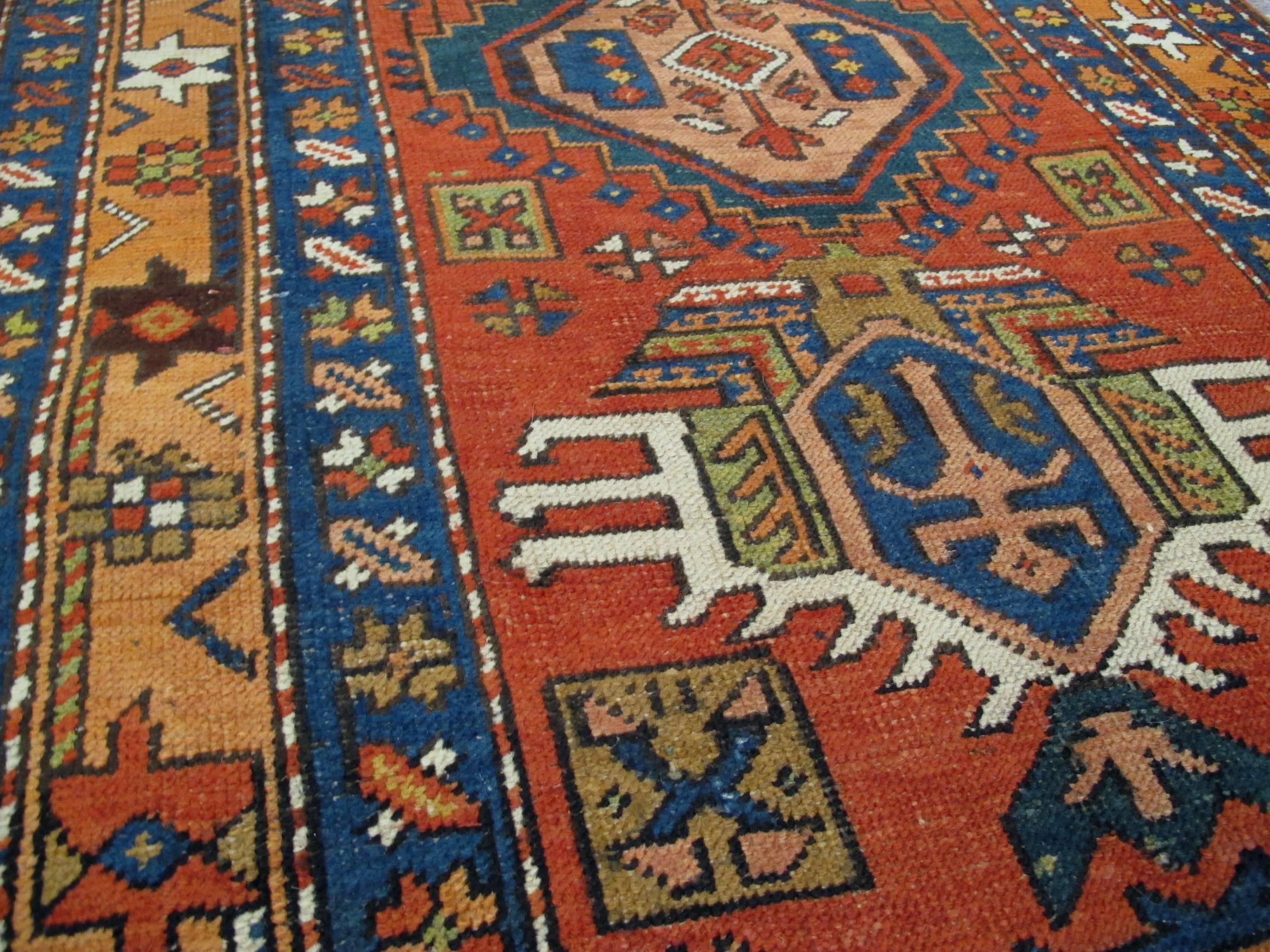 Wool Antique Persian Heriz Runner For Sale