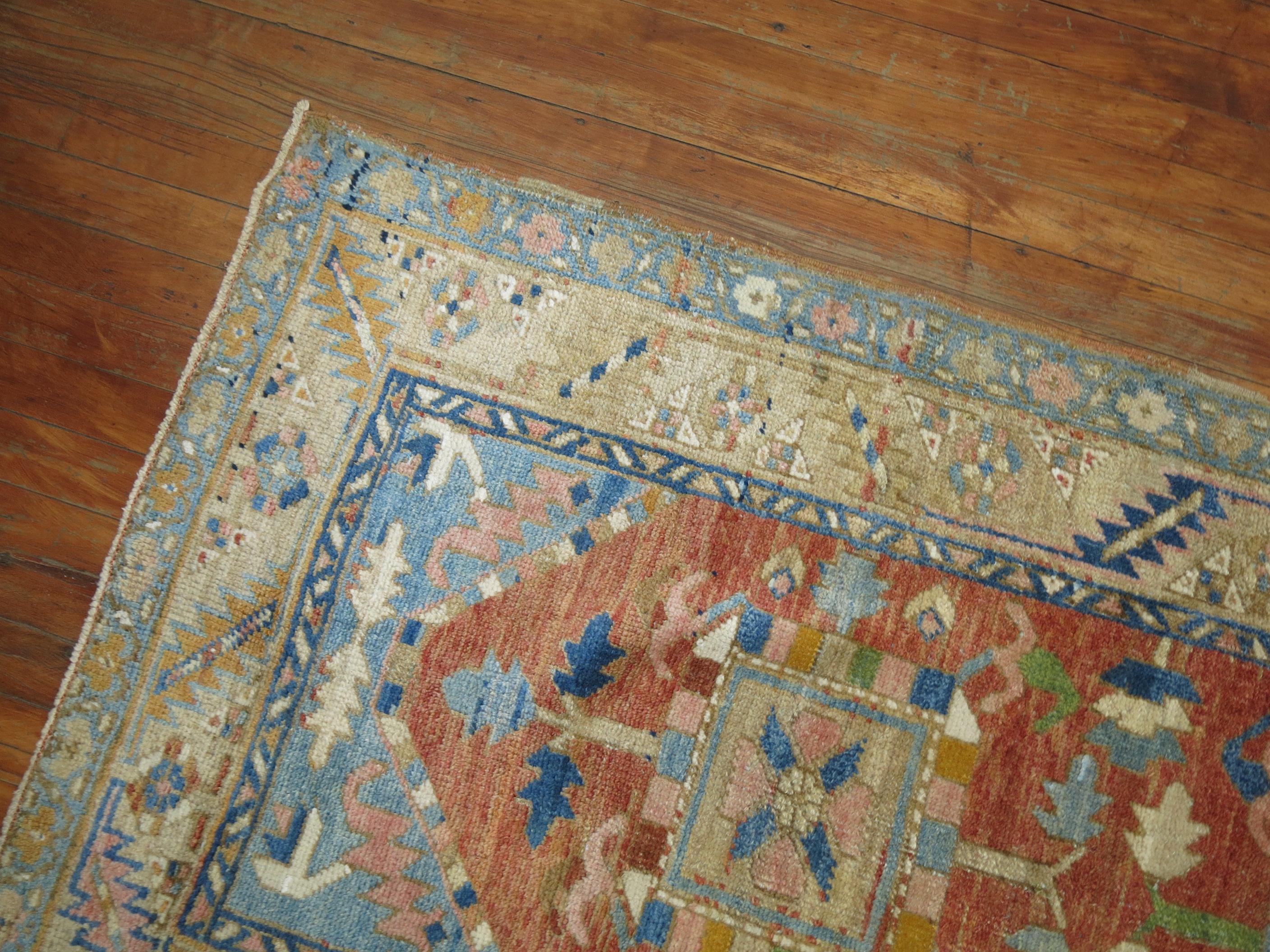 Early 20th Century Long Antique Persian Heriz Runner For Sale