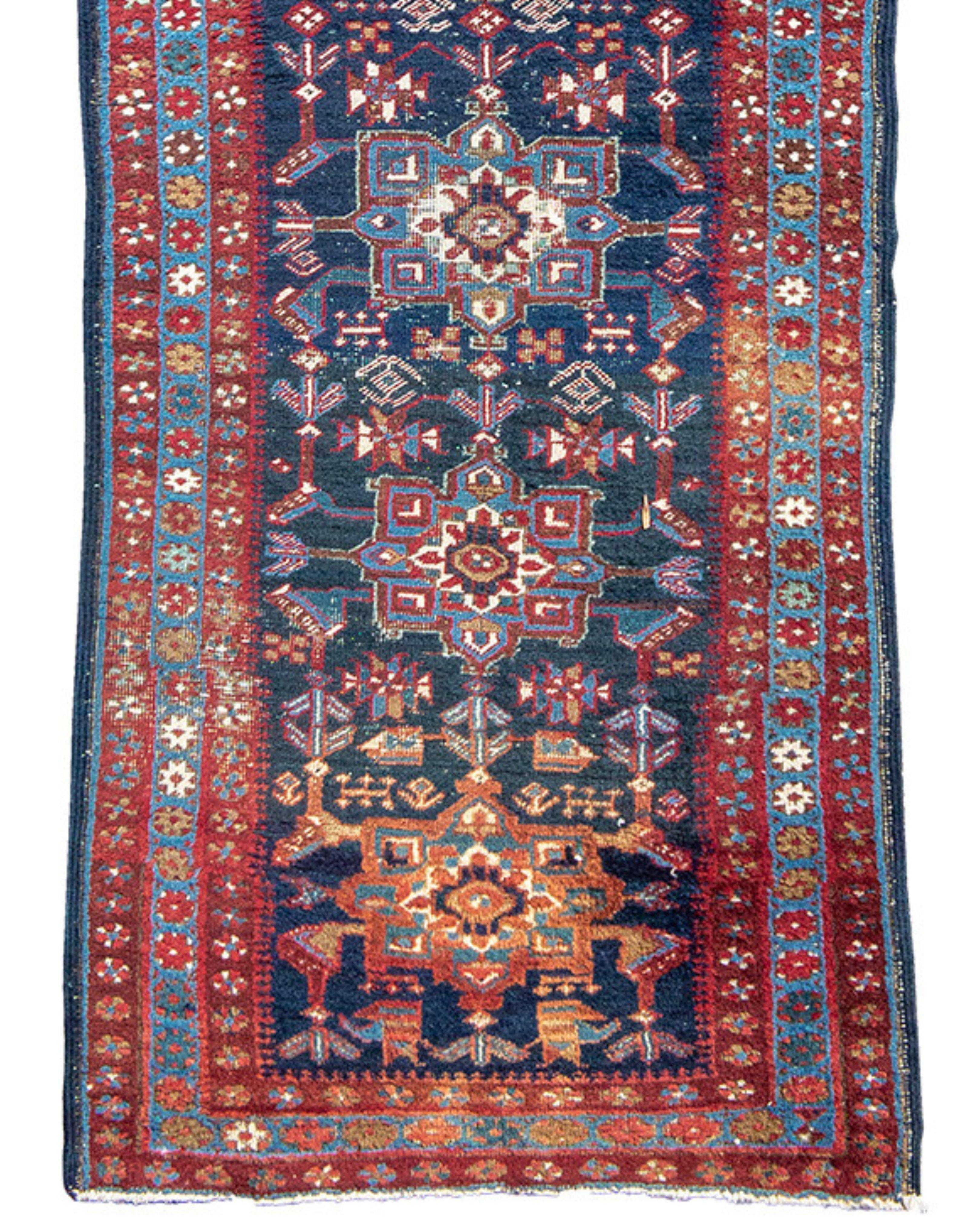 Wool Antique Persian Heriz Runner Rug, Early 20th Century For Sale